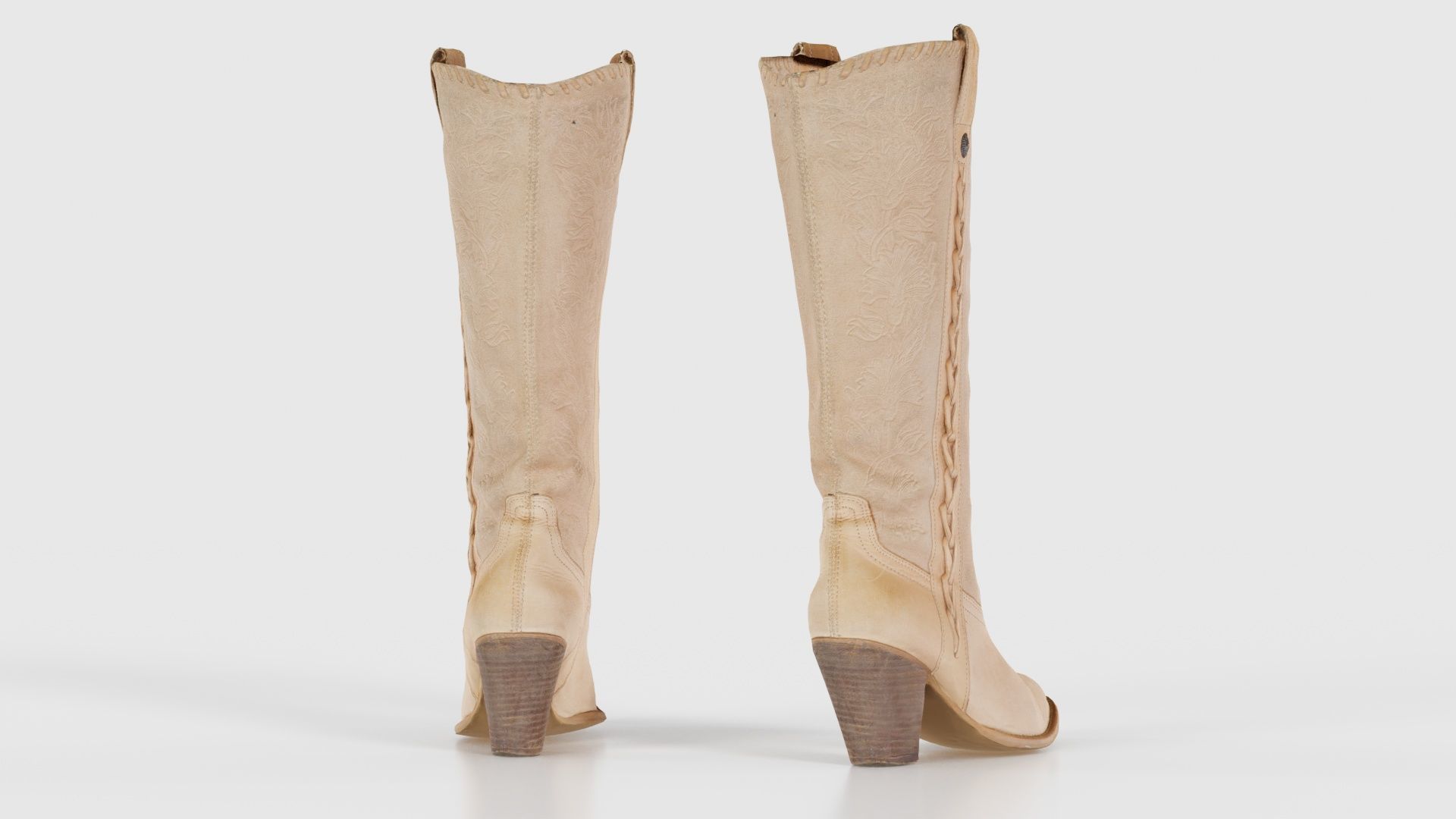 Boot Decorated Beige Low-poly 3D model_22