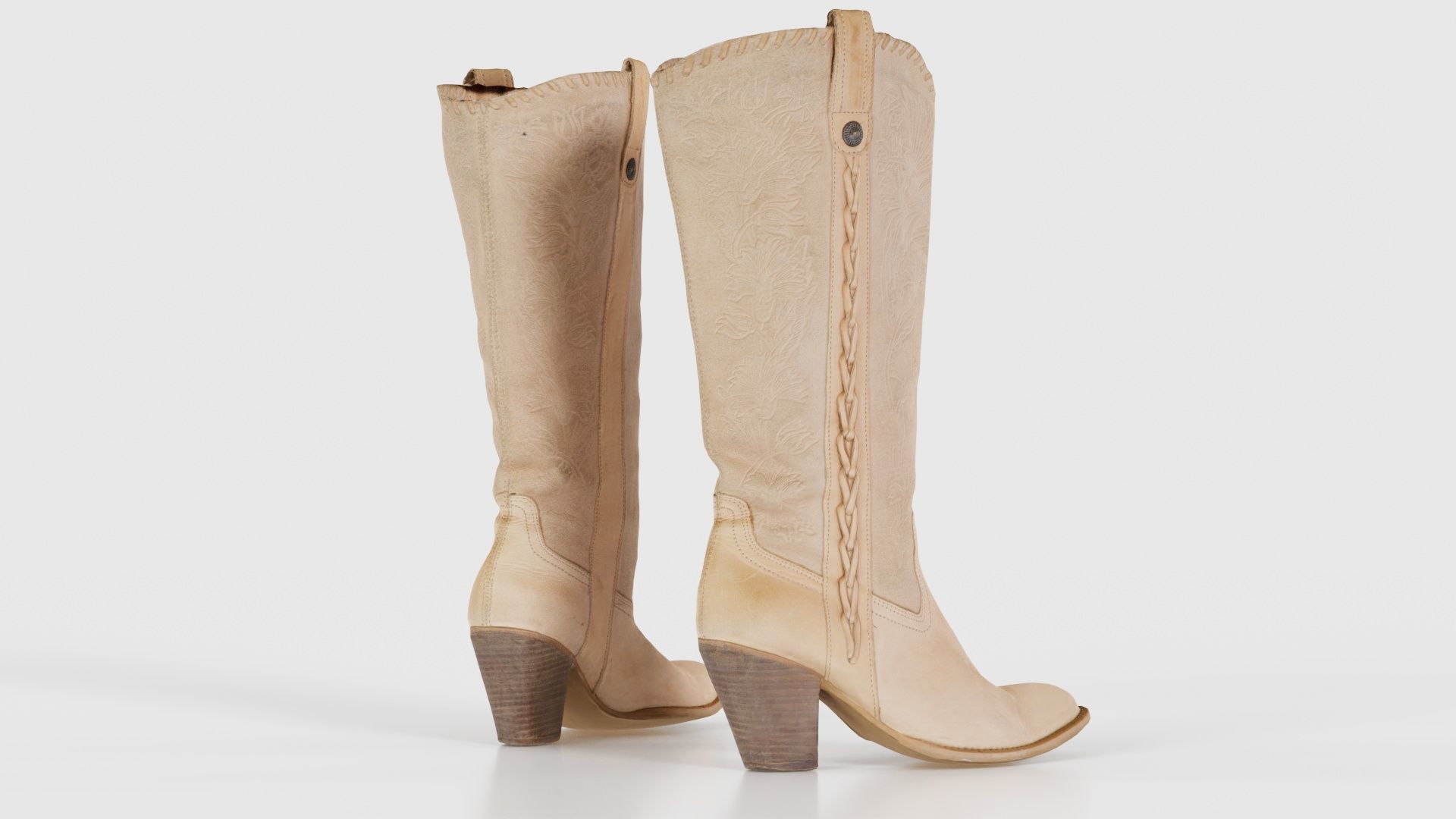 Boot Decorated Beige Low-poly 3D model_21