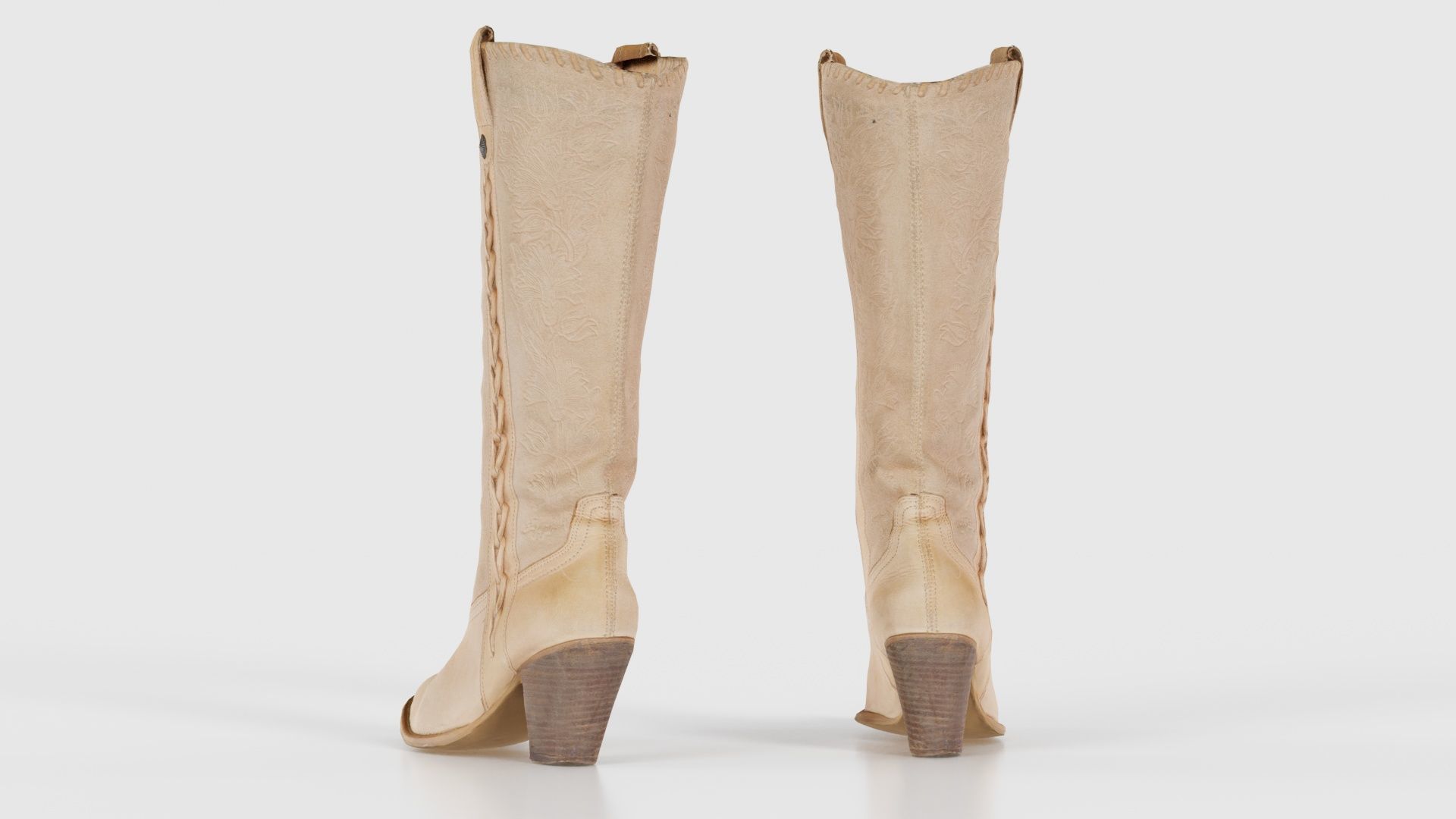 Boot Decorated Beige Low-poly 3D model_23