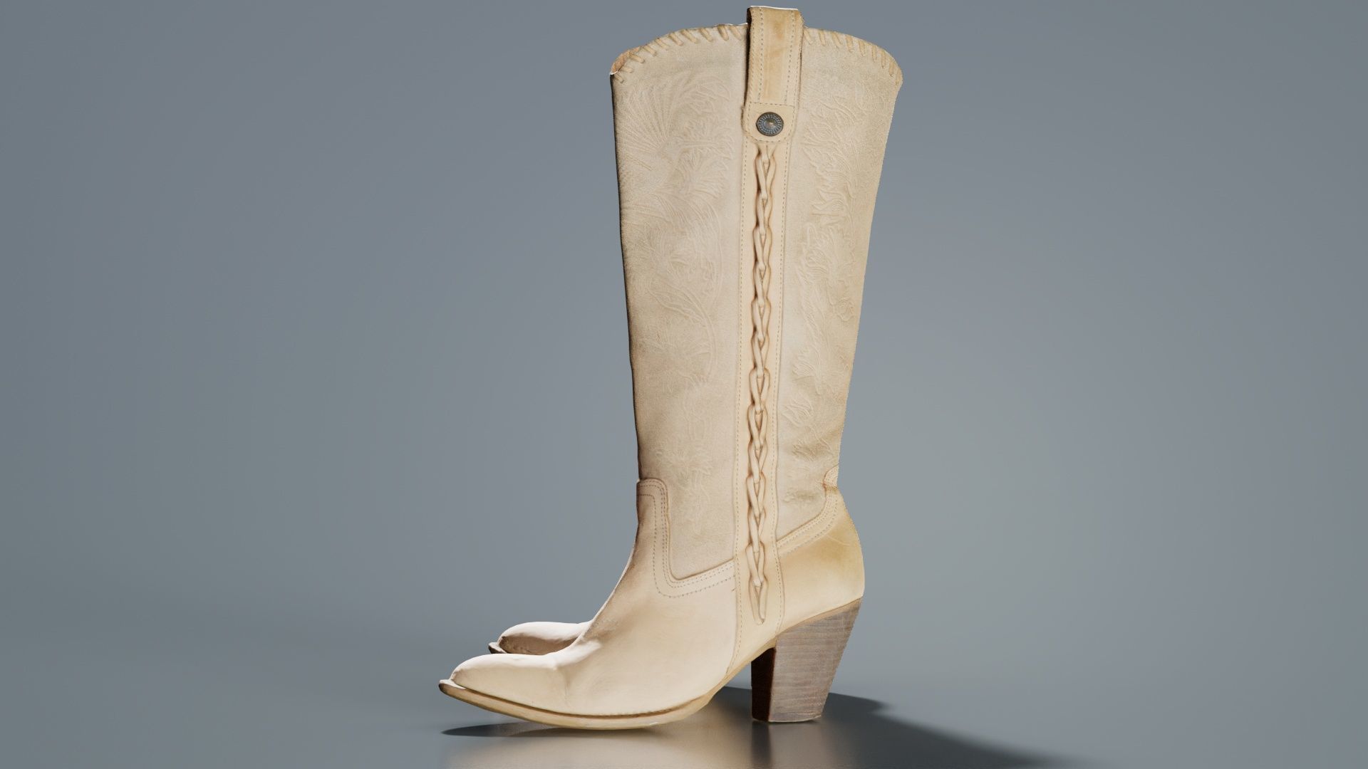 Boot Decorated Beige Low-poly 3D model_1