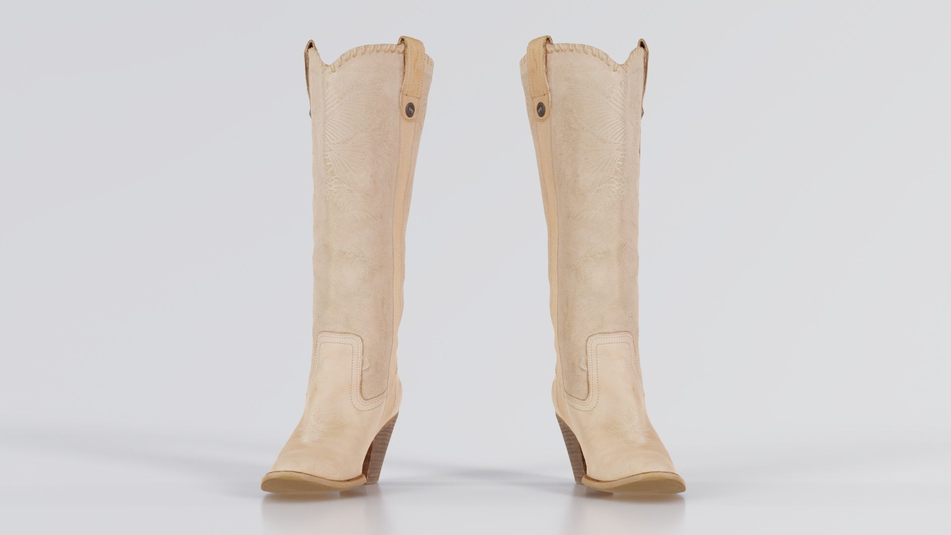 Boot Decorated Beige Low-poly 3D model_3