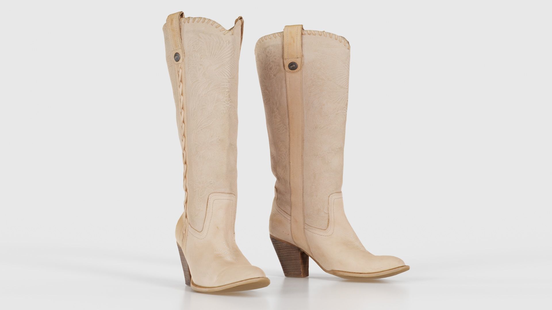 Boot Decorated Beige Low-poly 3D model_18