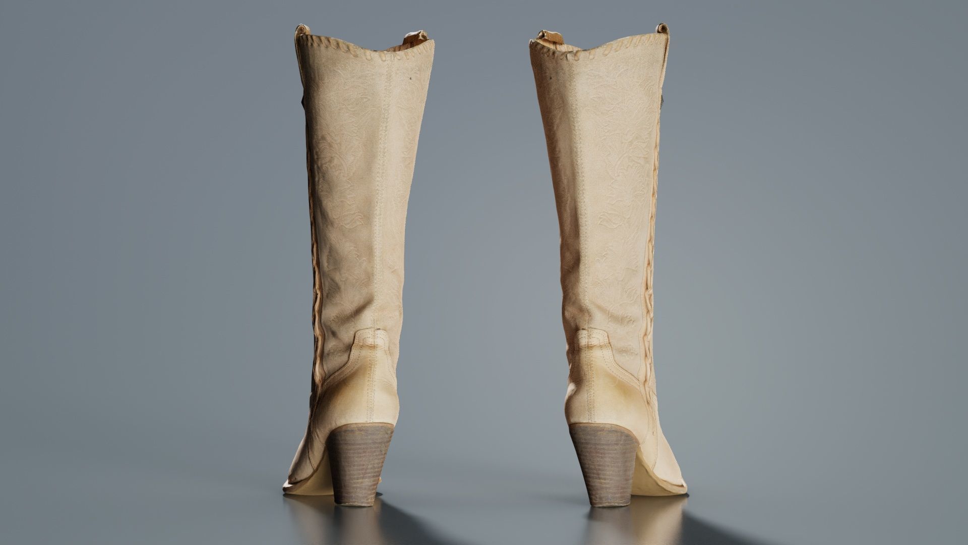 Boot Decorated Beige Low-poly 3D model_7