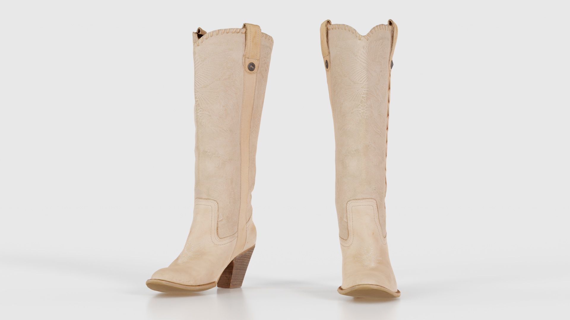 Boot Decorated Beige Low-poly 3D model_16