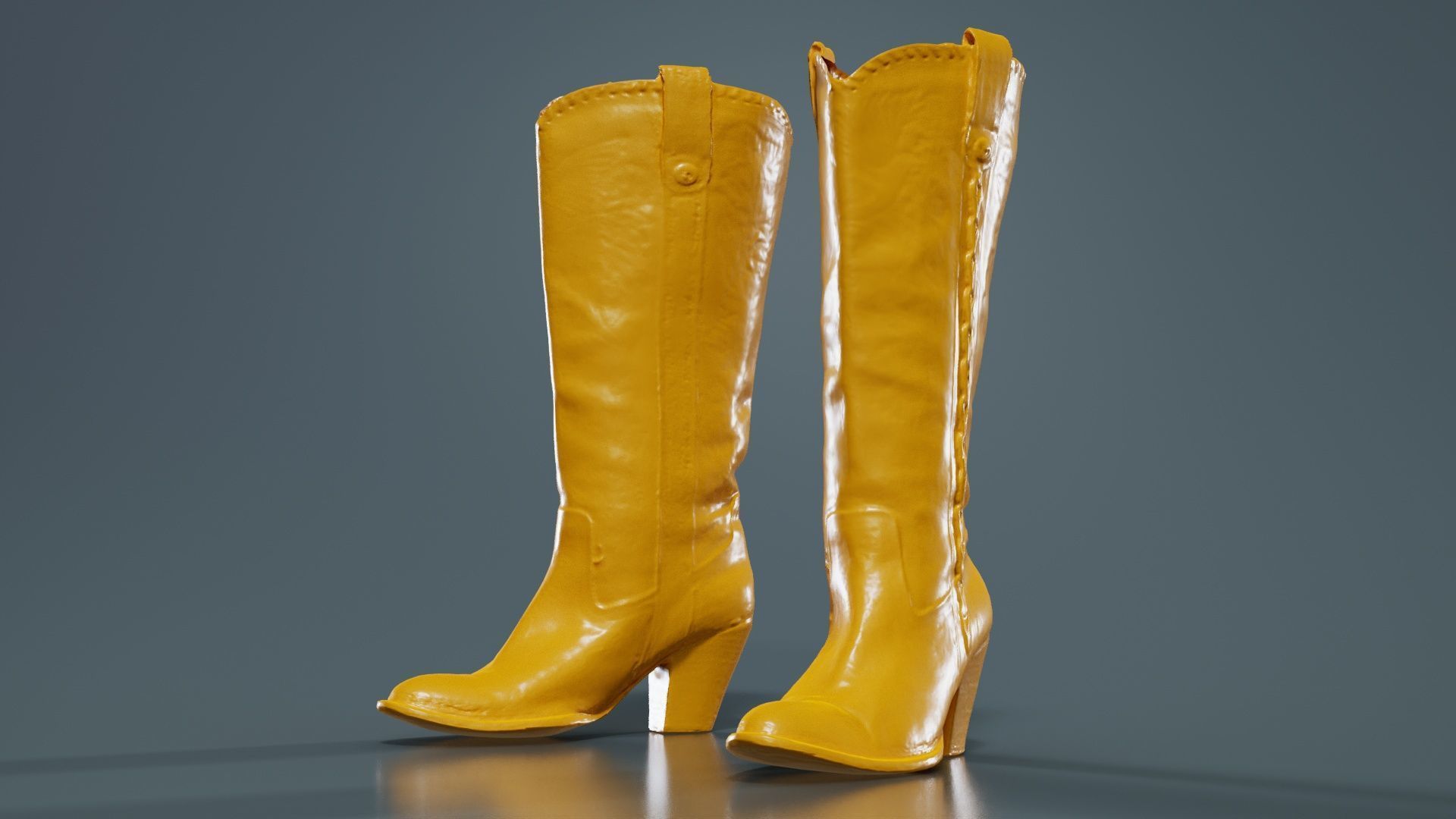 Boot Decorated Beige Low-poly 3D model_12