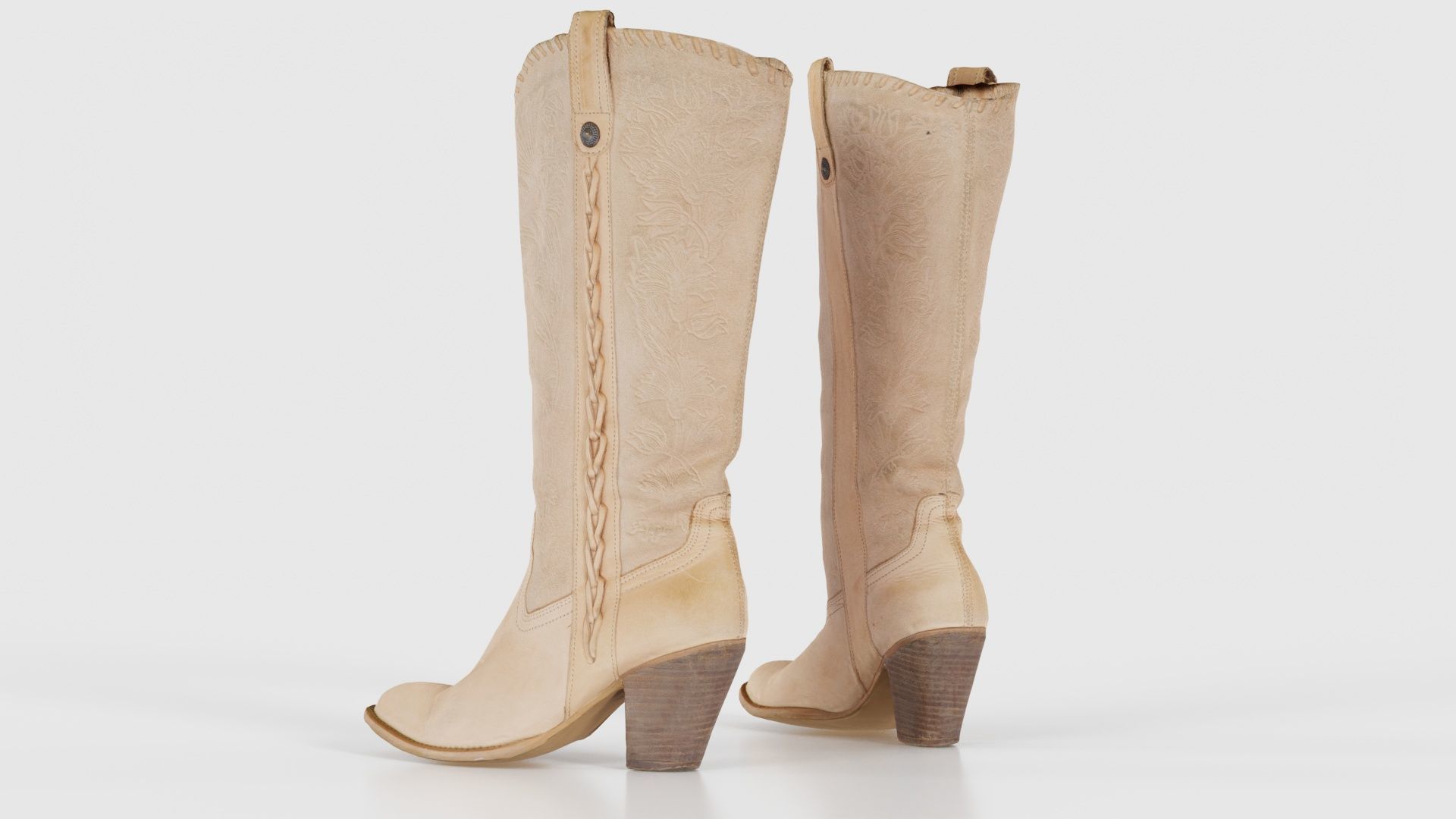 Boot Decorated Beige Low-poly 3D model_24