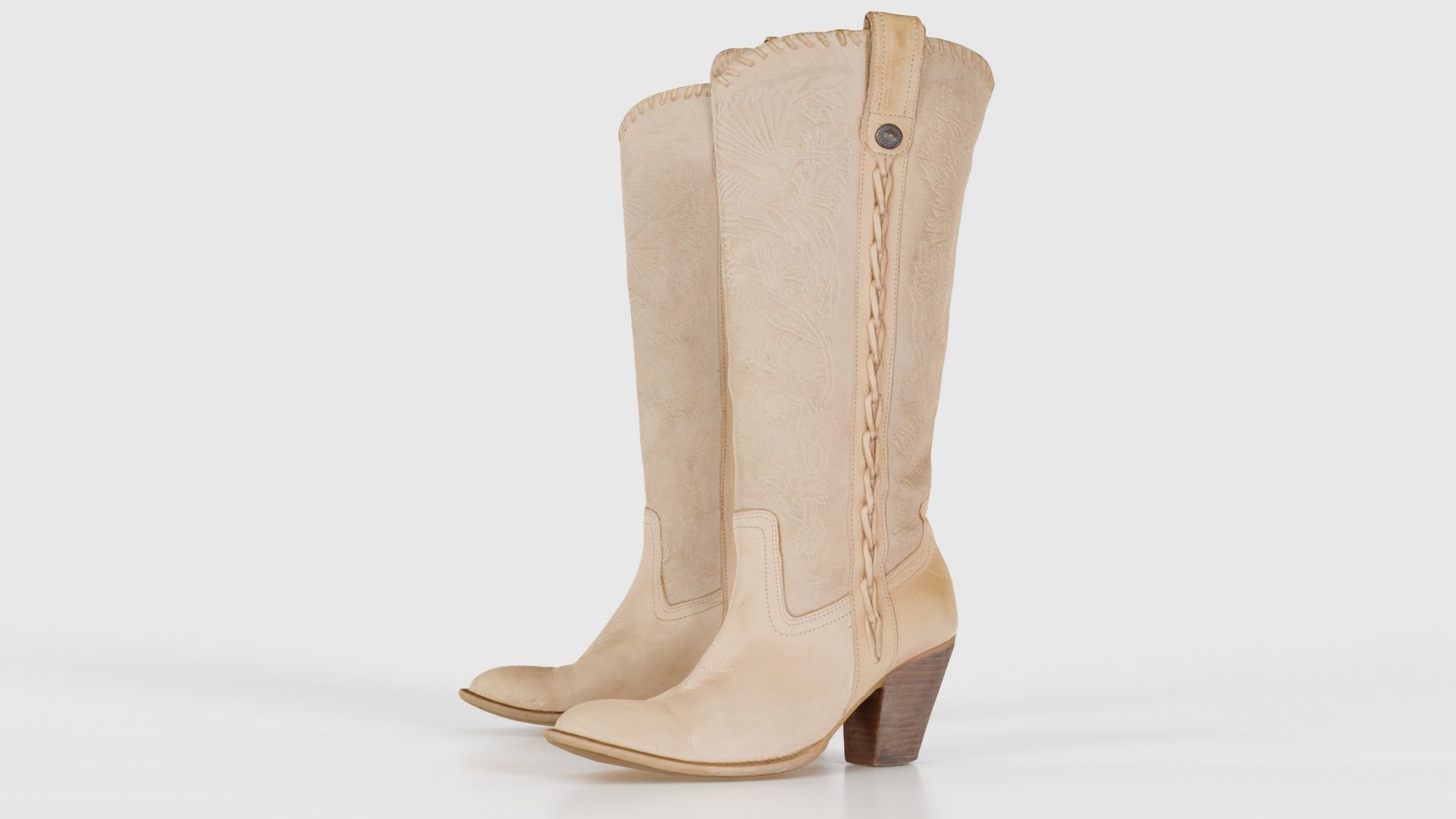 Boot Decorated Beige Low-poly 3D model_26