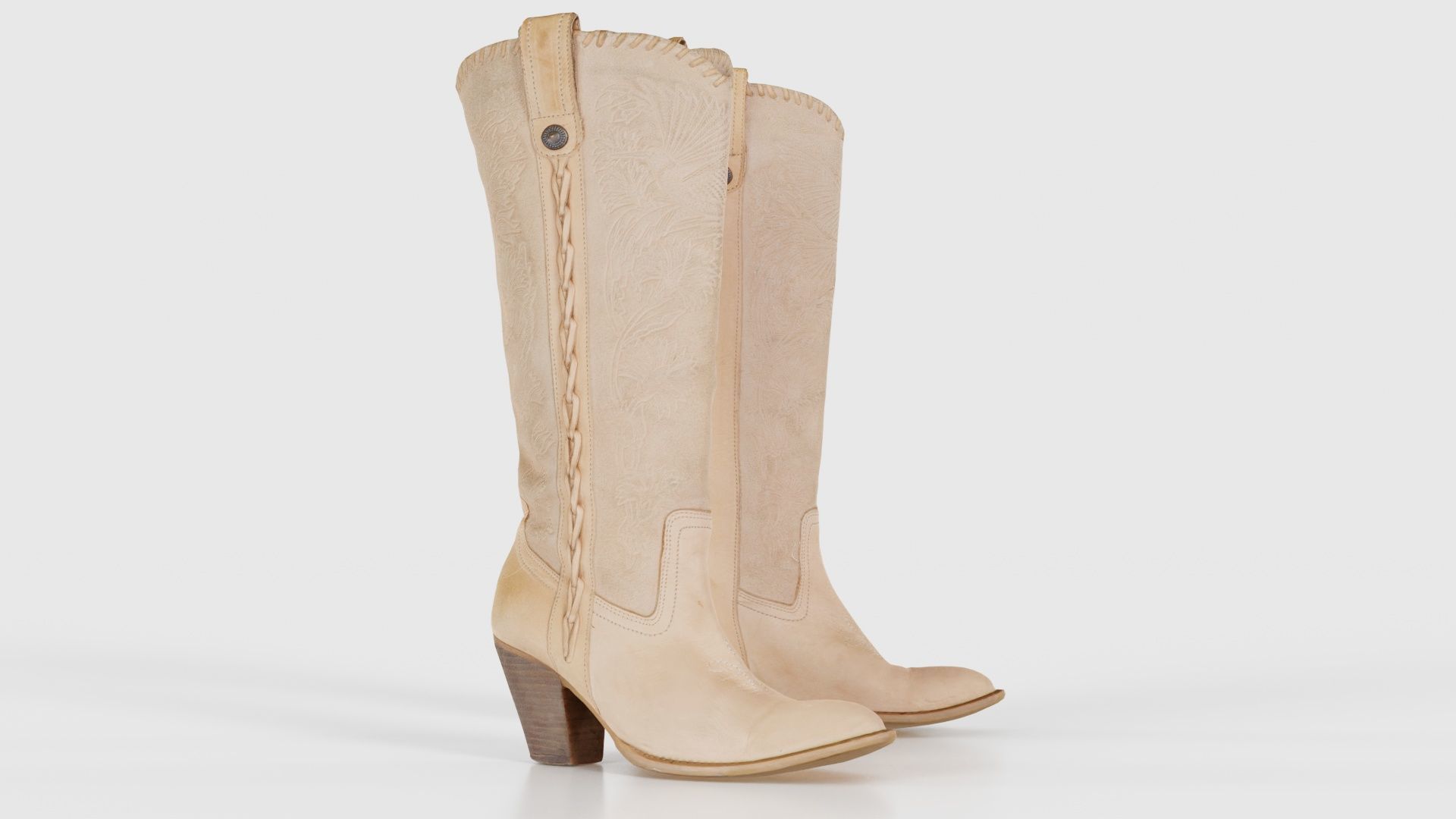 Boot Decorated Beige Low-poly 3D model_19