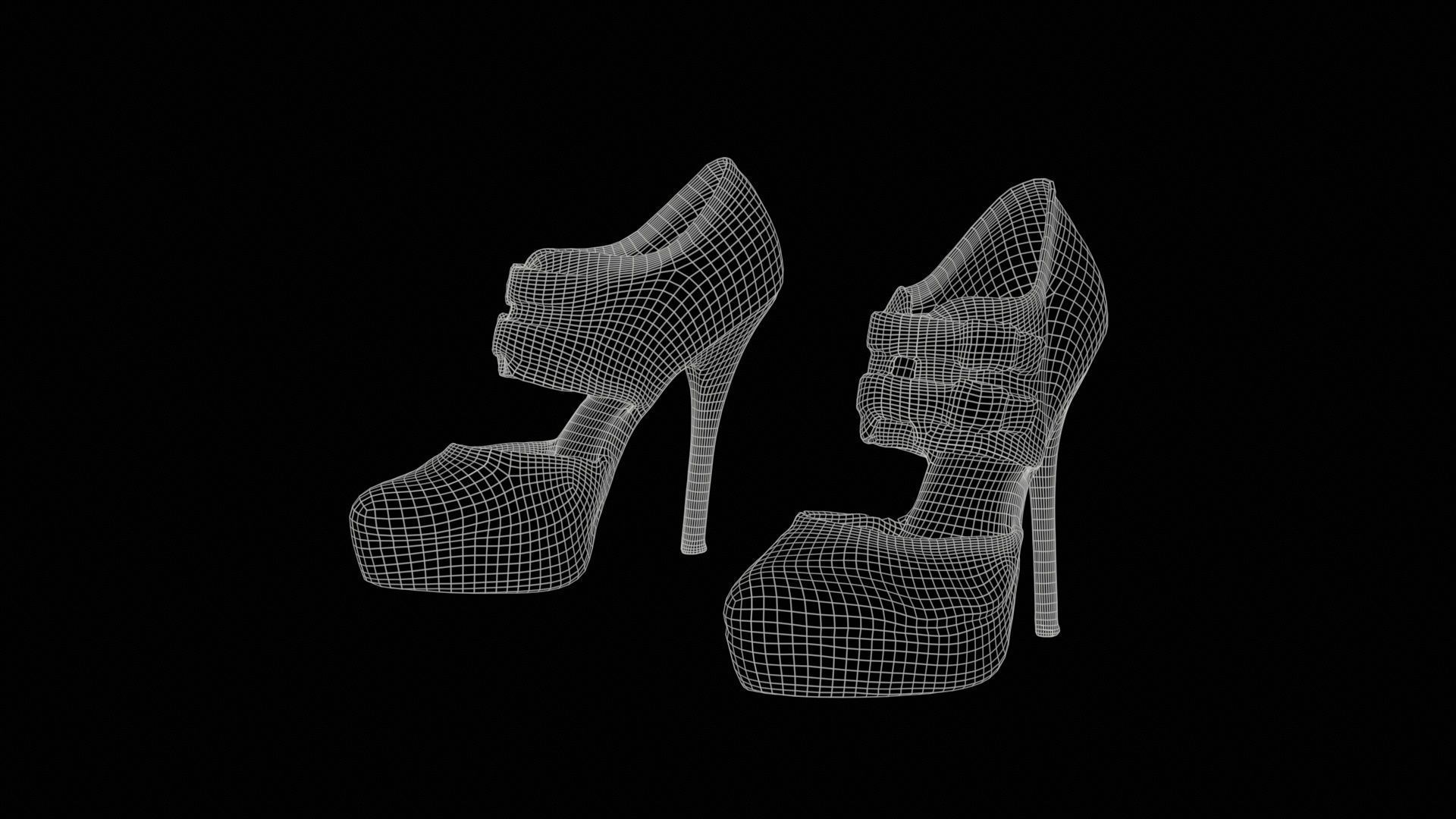 Brown Beige Heels Low-poly 3D model_11