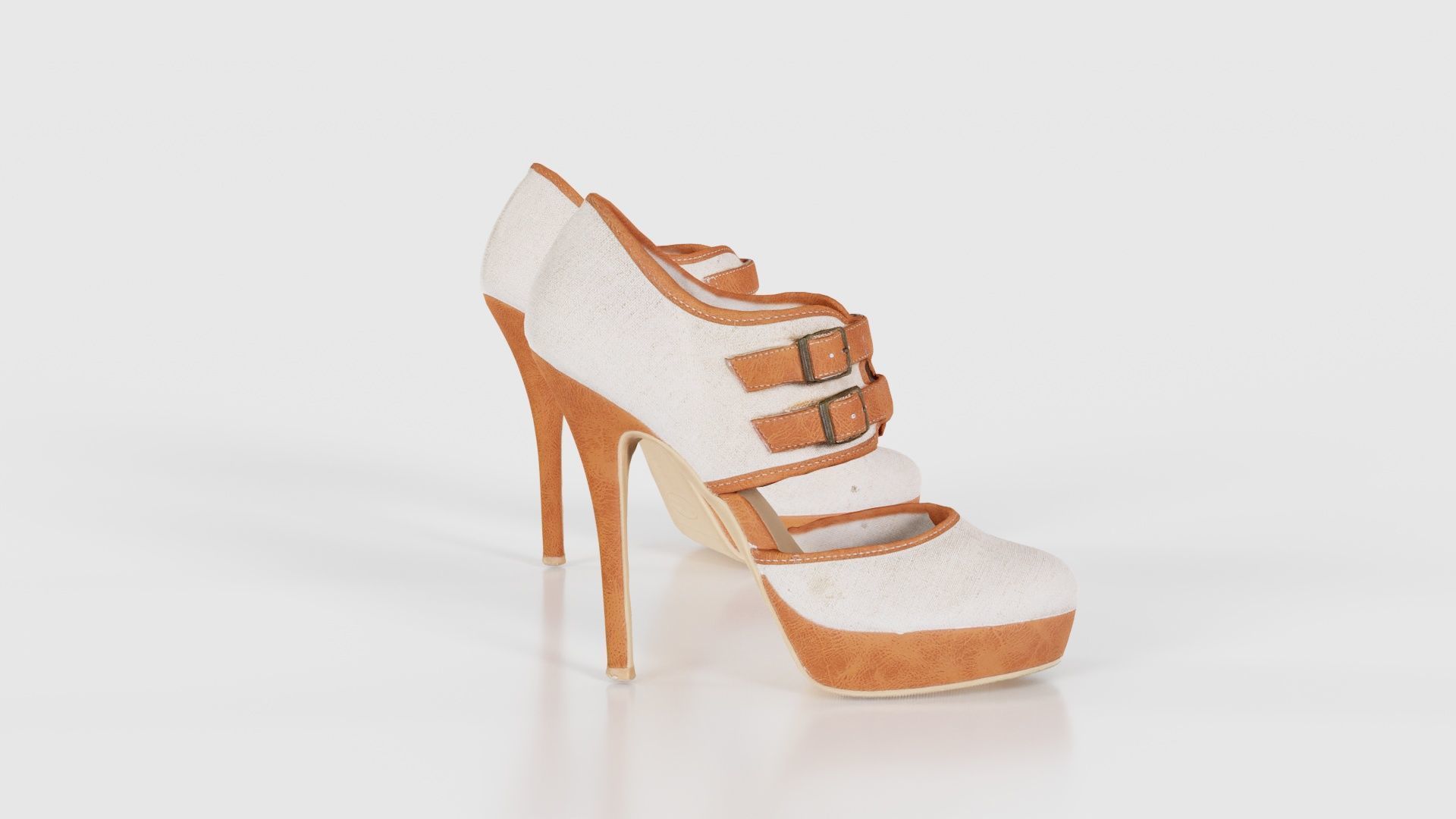 Brown Beige Heels Low-poly 3D model_20
