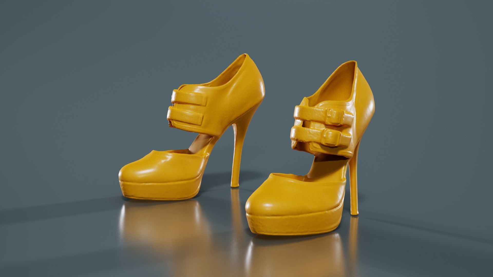 Brown Beige Heels Low-poly 3D model_12