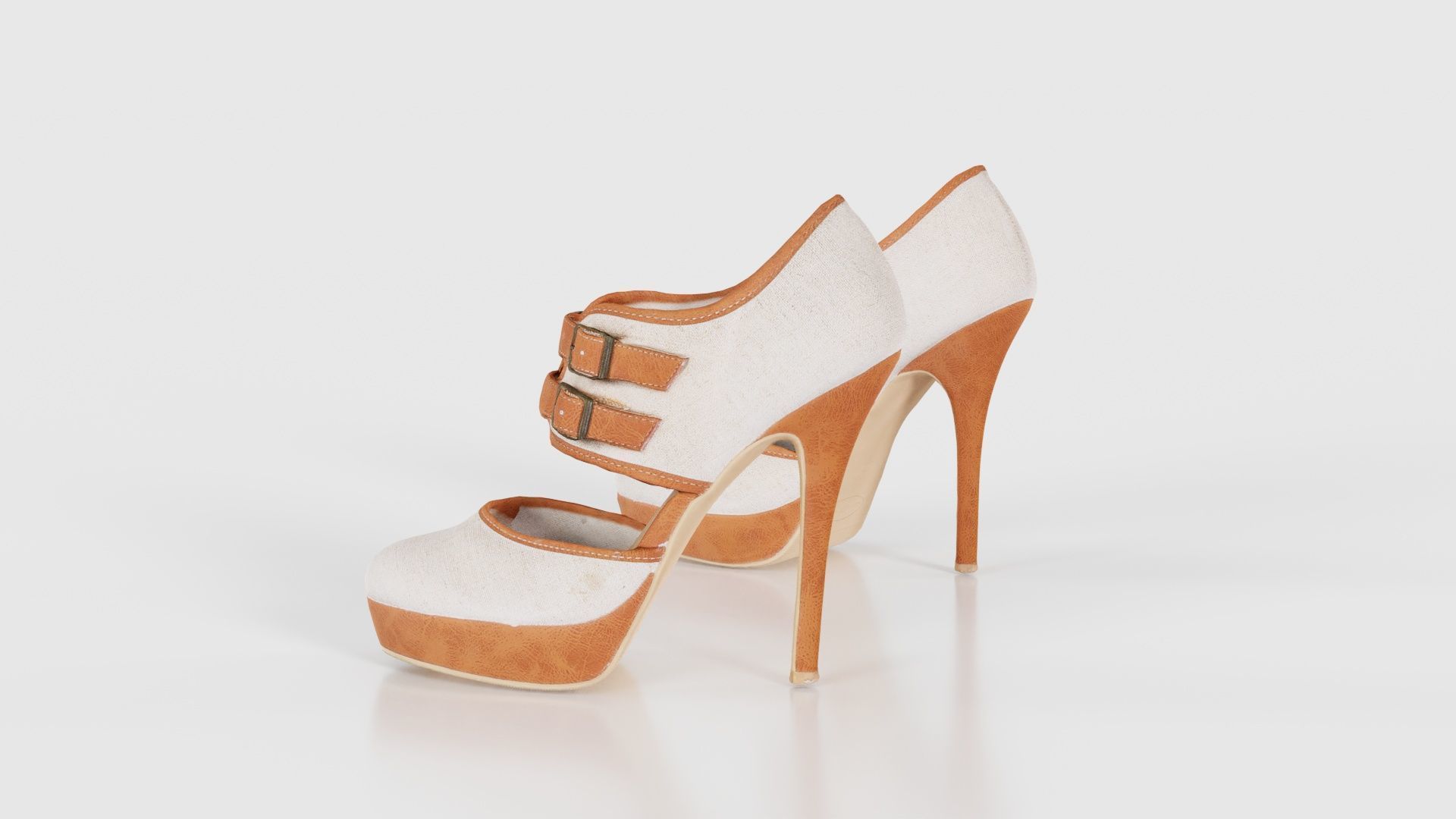 Brown Beige Heels Low-poly 3D model_25