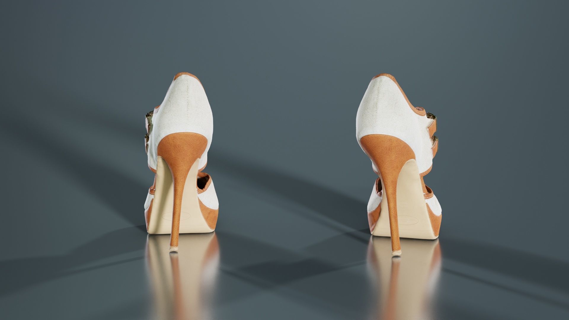 Brown Beige Heels Low-poly 3D model_6