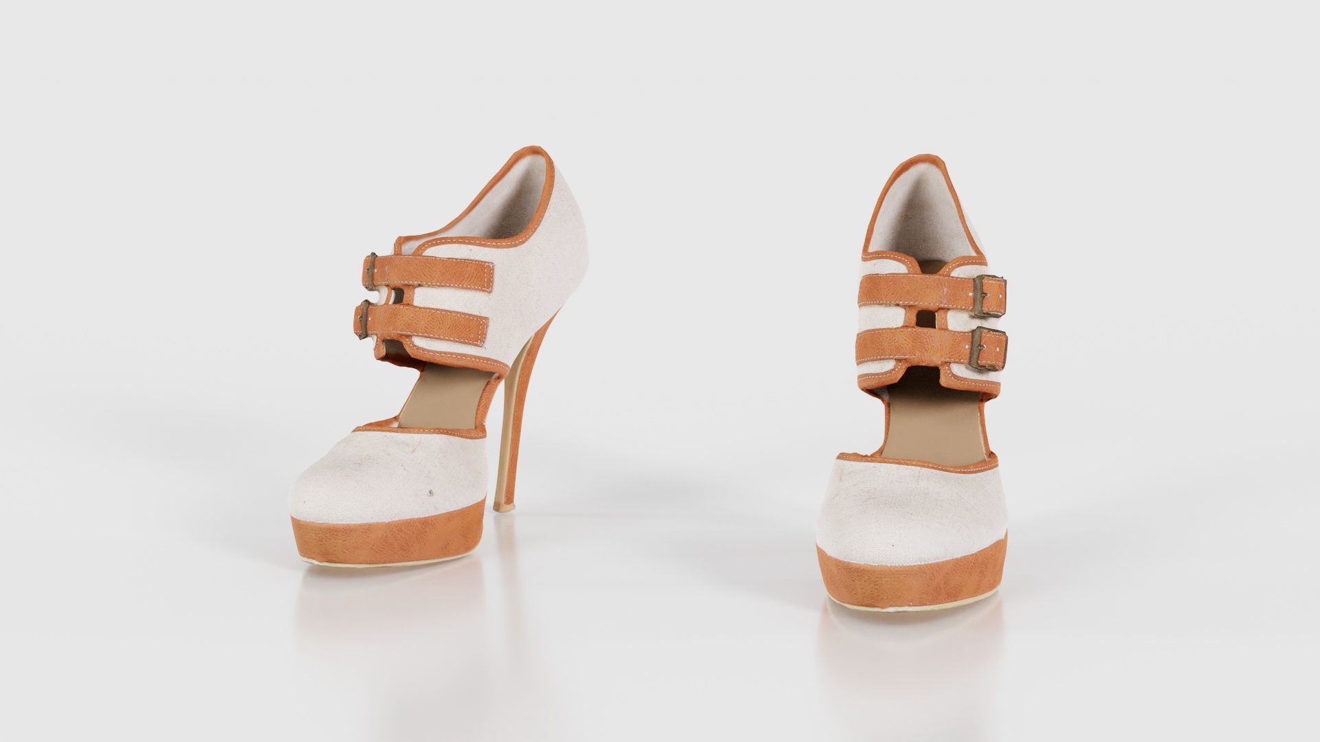 Brown Beige Heels Low-poly 3D model_16