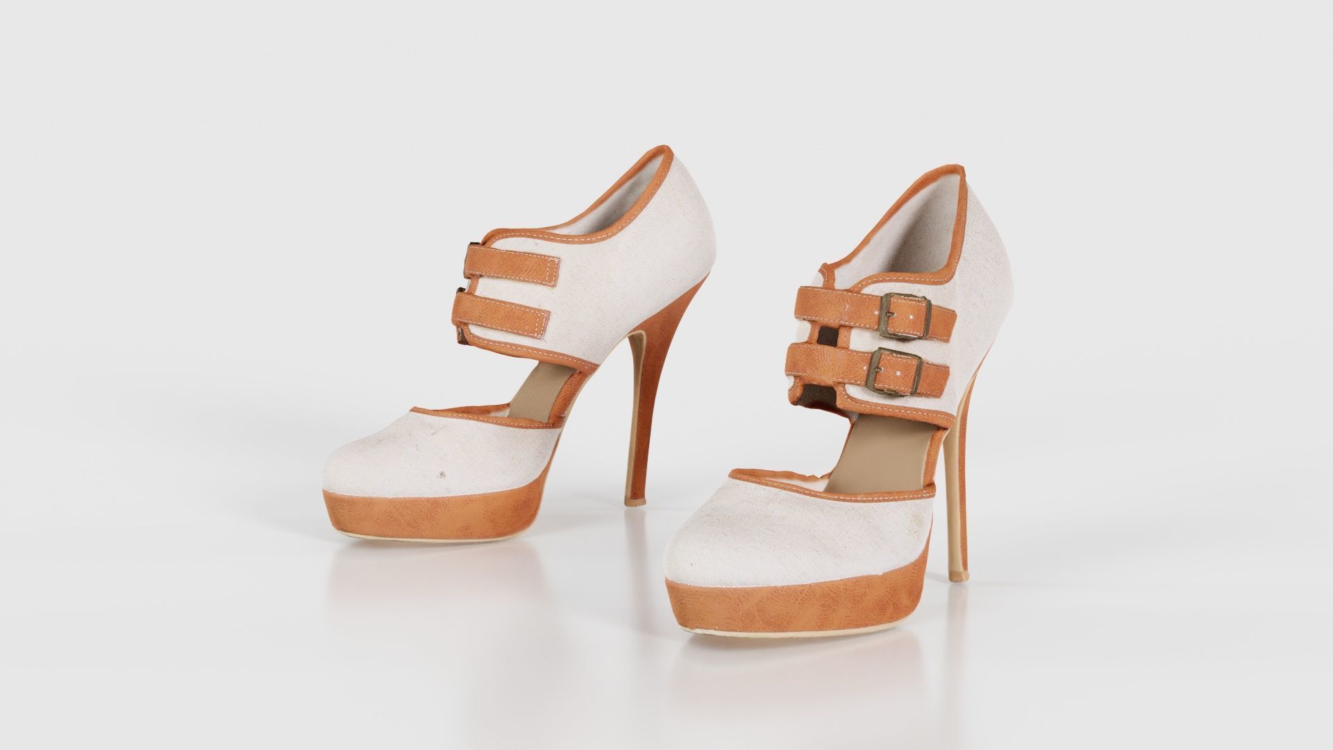 Brown Beige Heels Low-poly 3D model_15