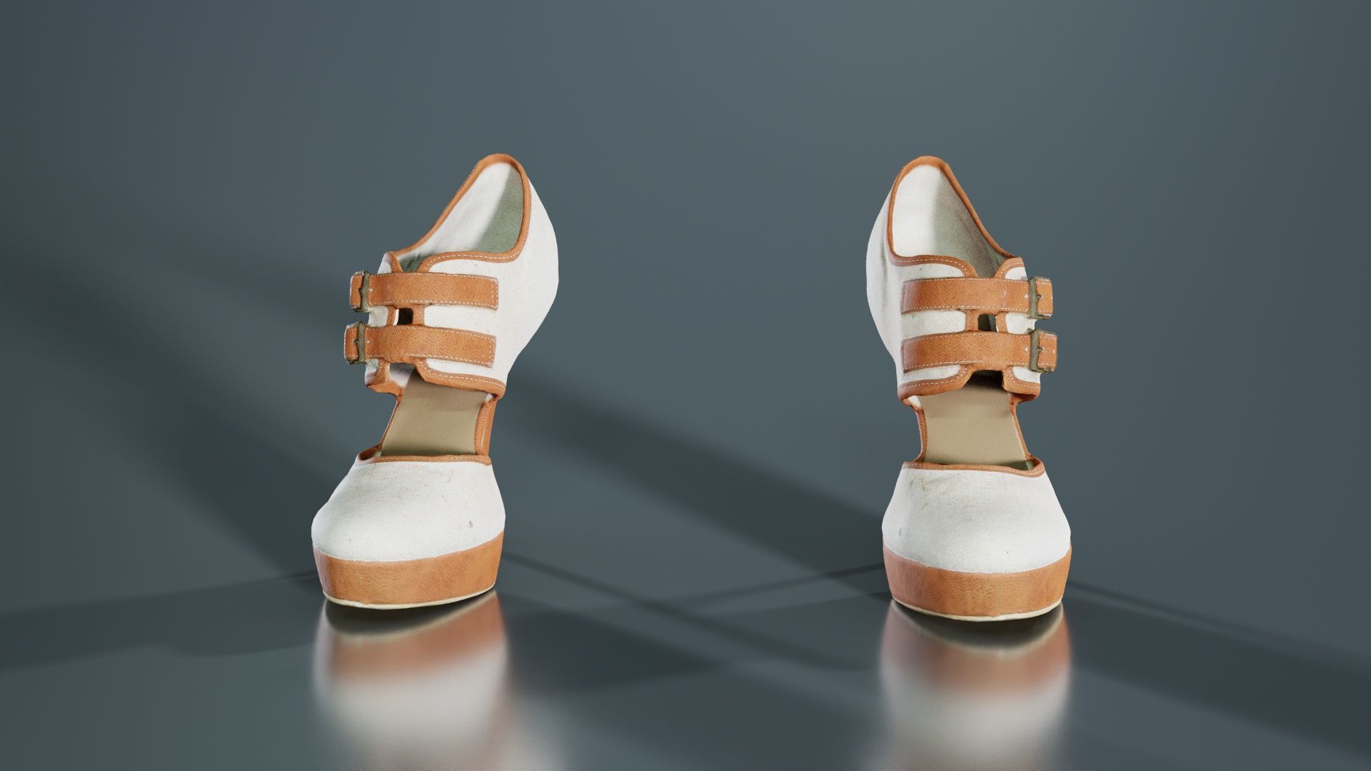 Brown Beige Heels Low-poly 3D model_8