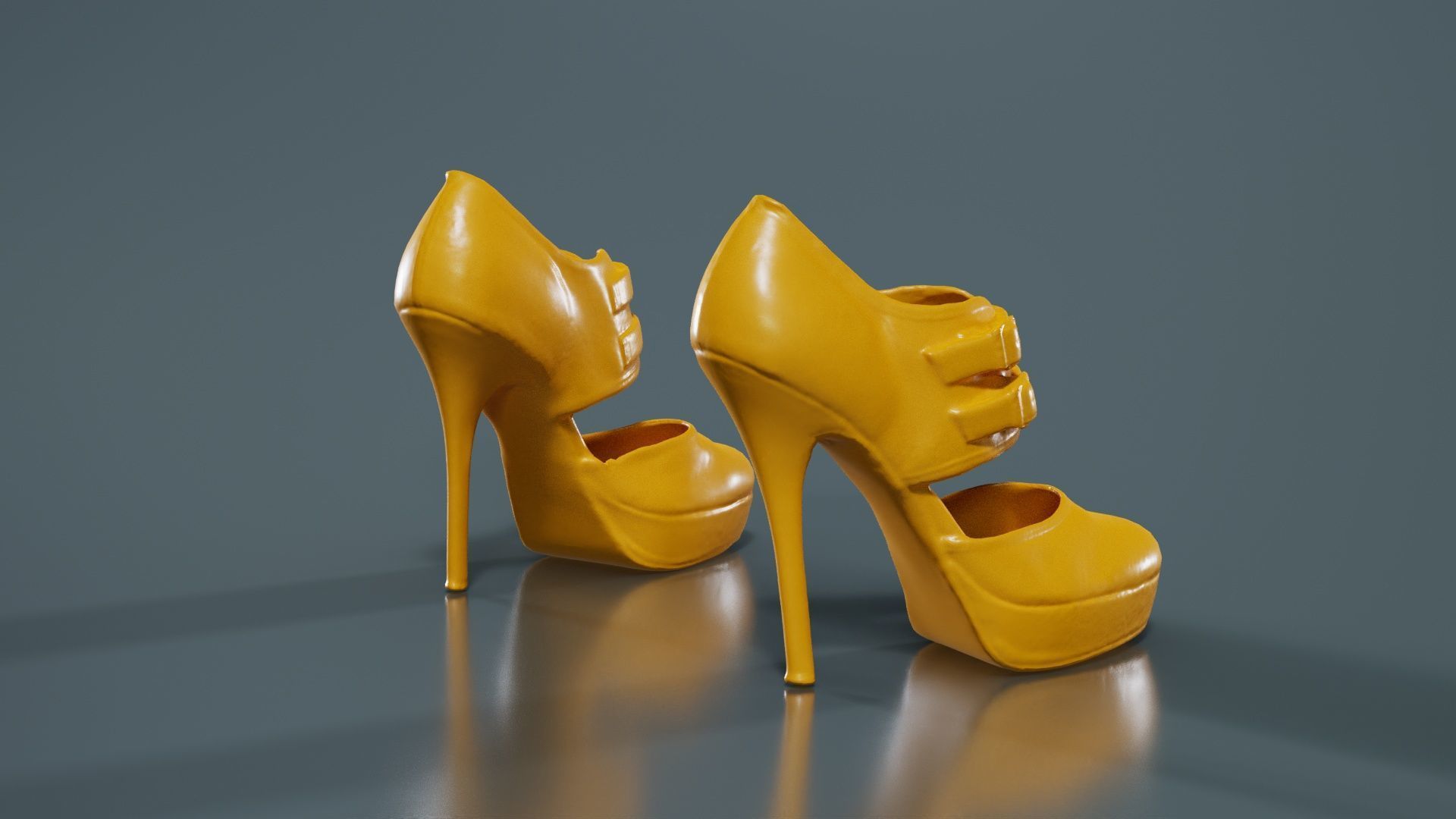 Brown Beige Heels Low-poly 3D model_13