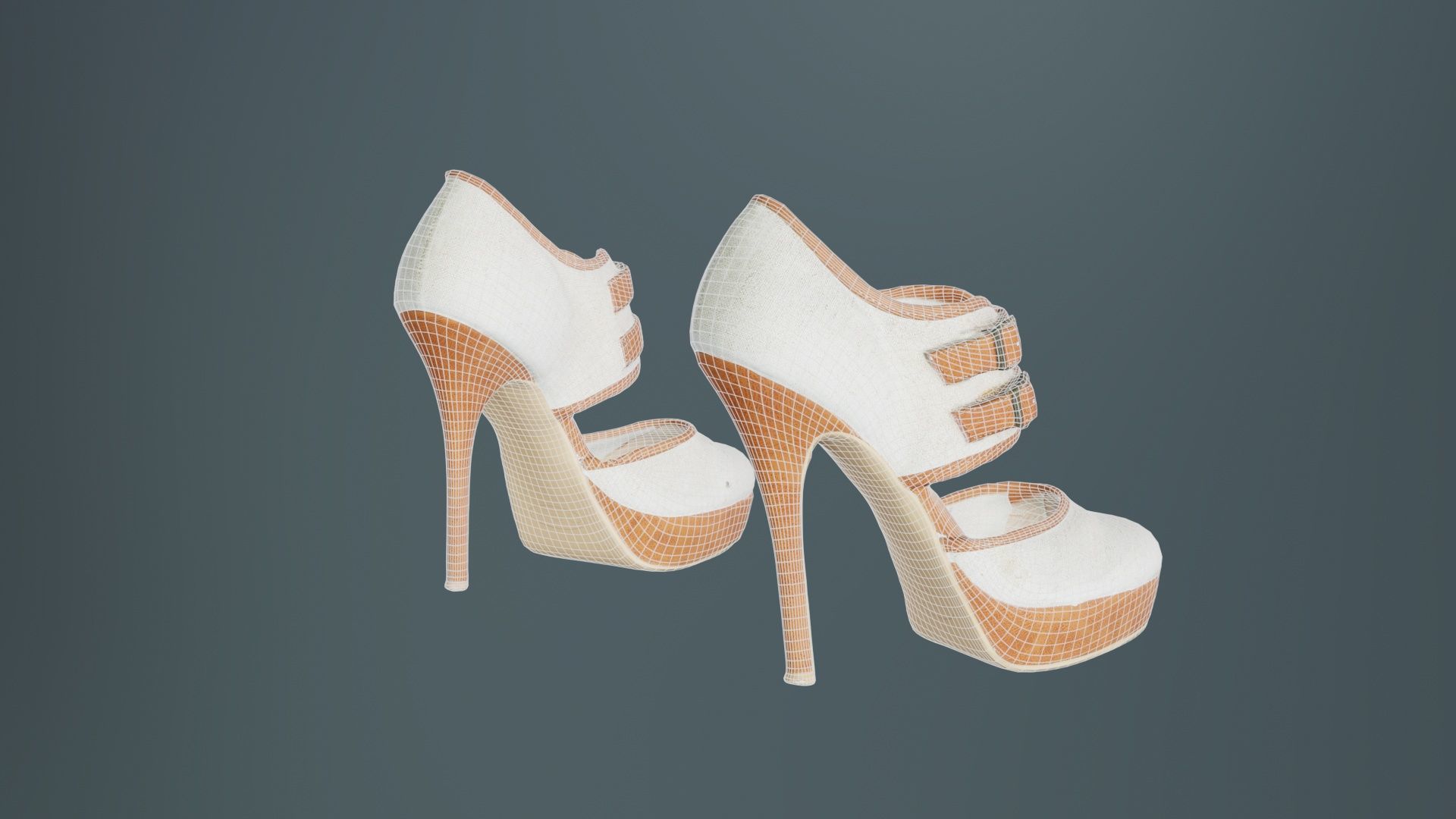 Brown Beige Heels Low-poly 3D model_10