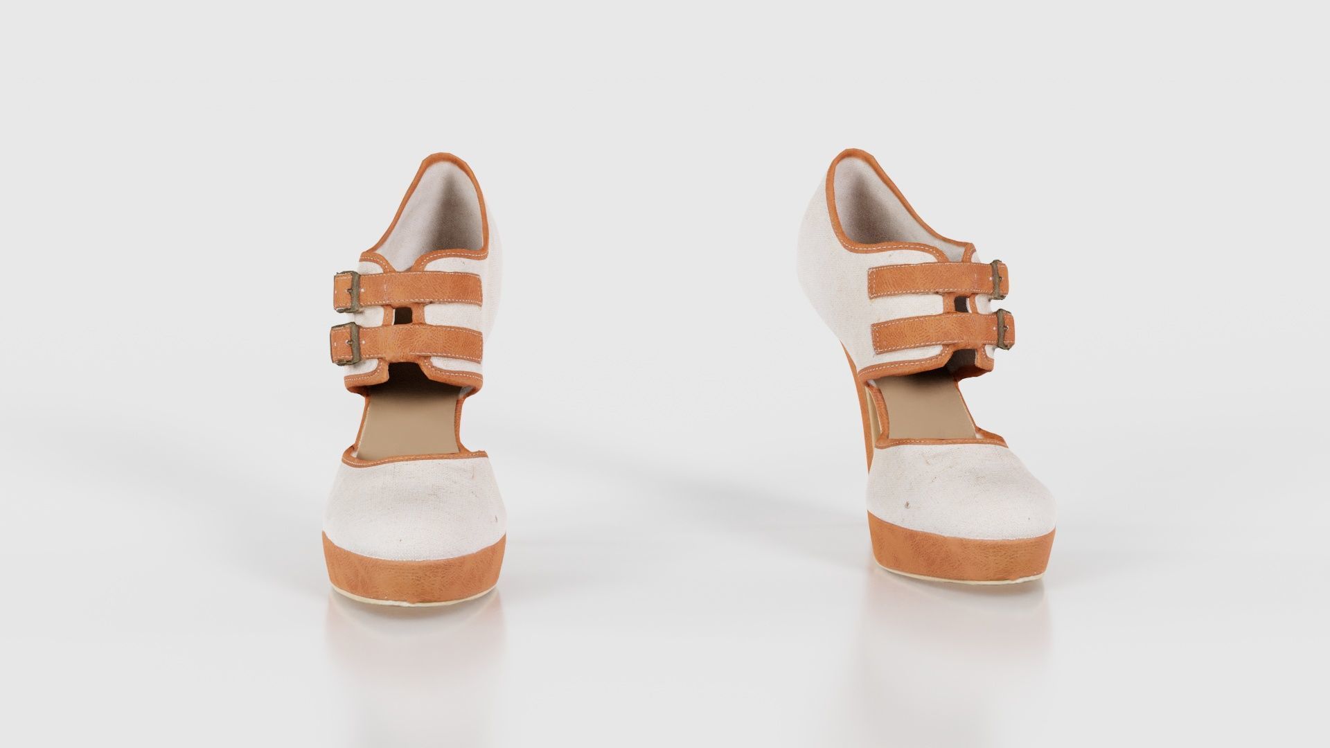 Brown Beige Heels Low-poly 3D model_17
