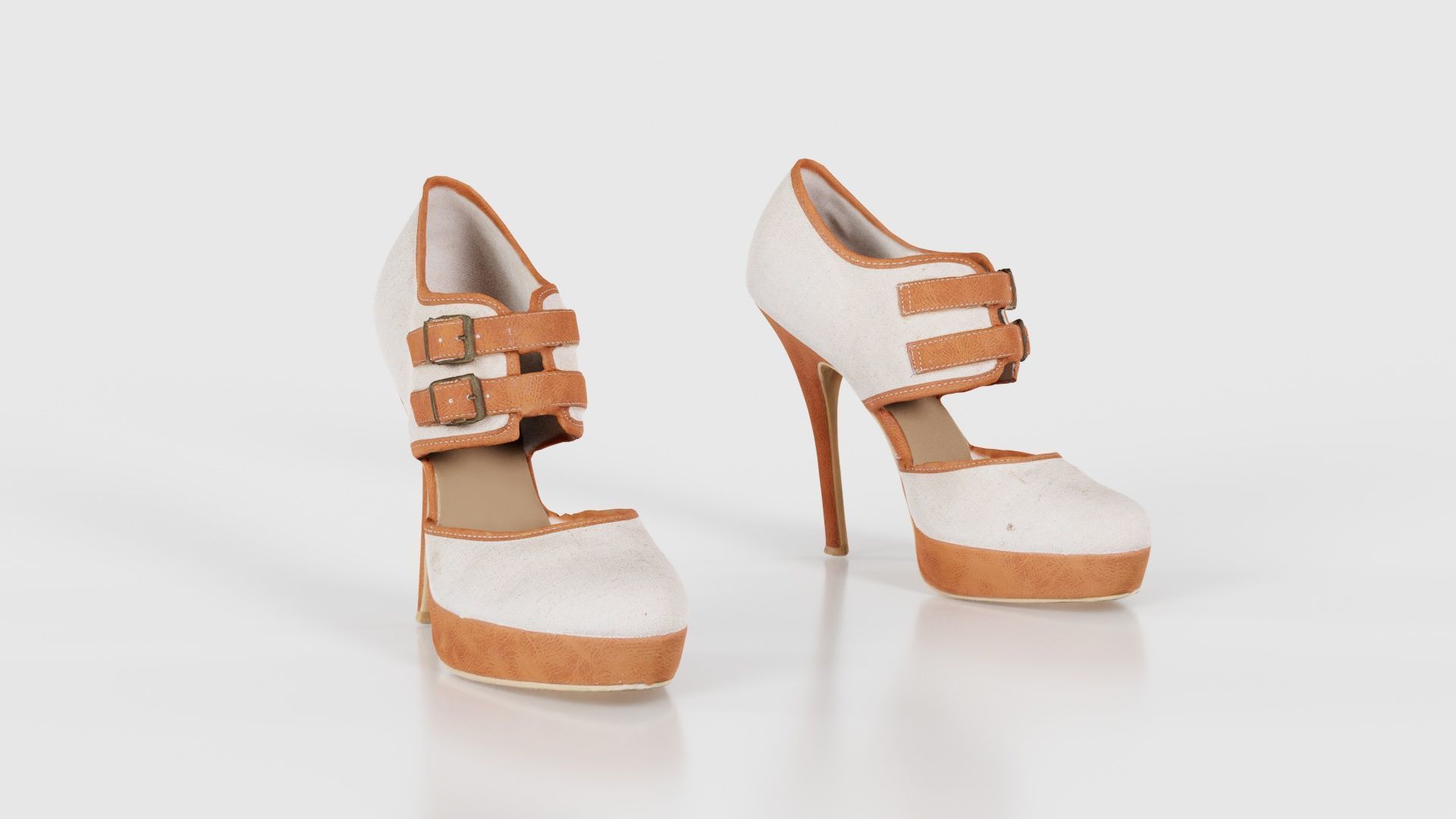 Brown Beige Heels Low-poly 3D model_18