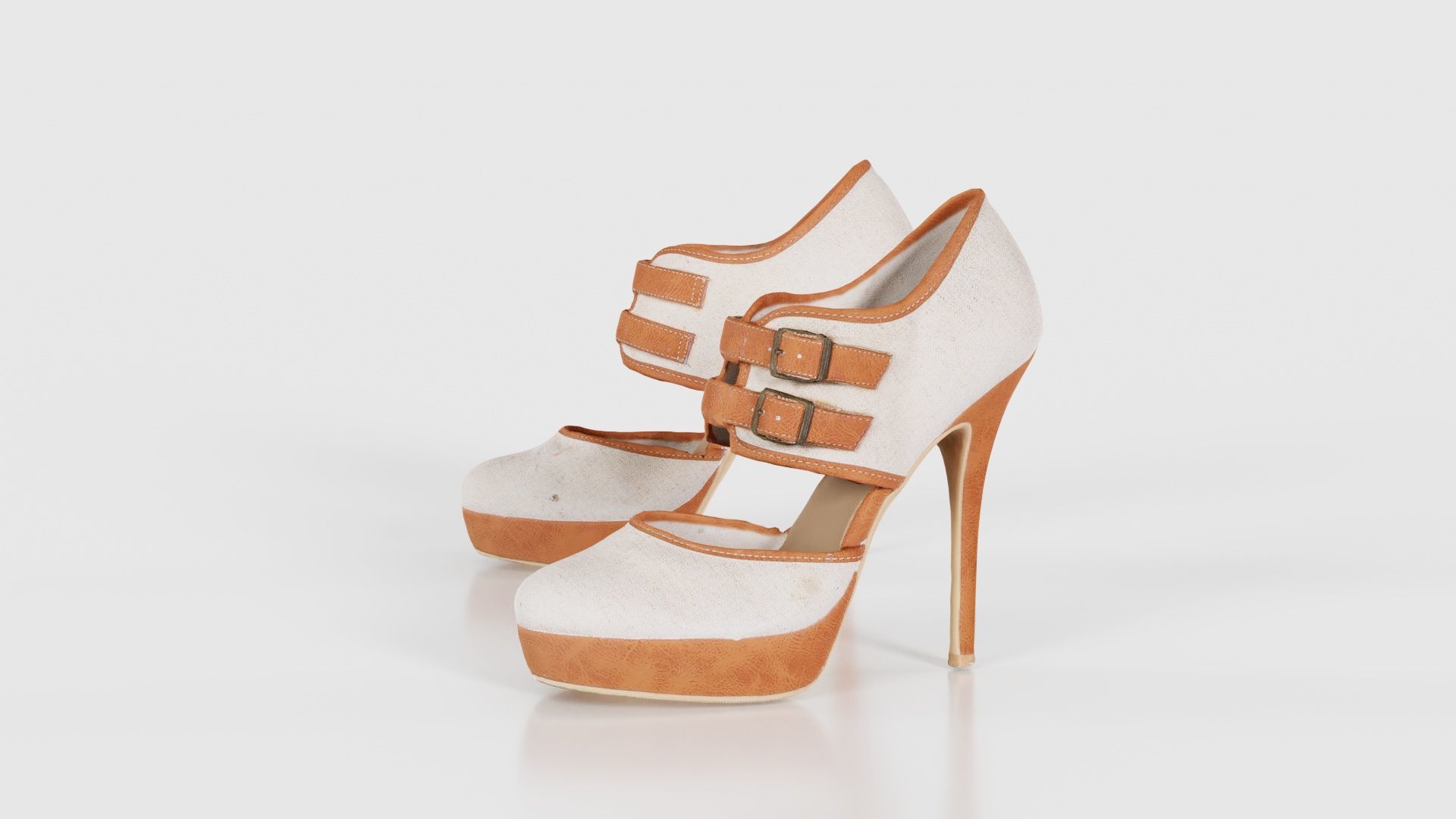 Brown Beige Heels Low-poly 3D model_26