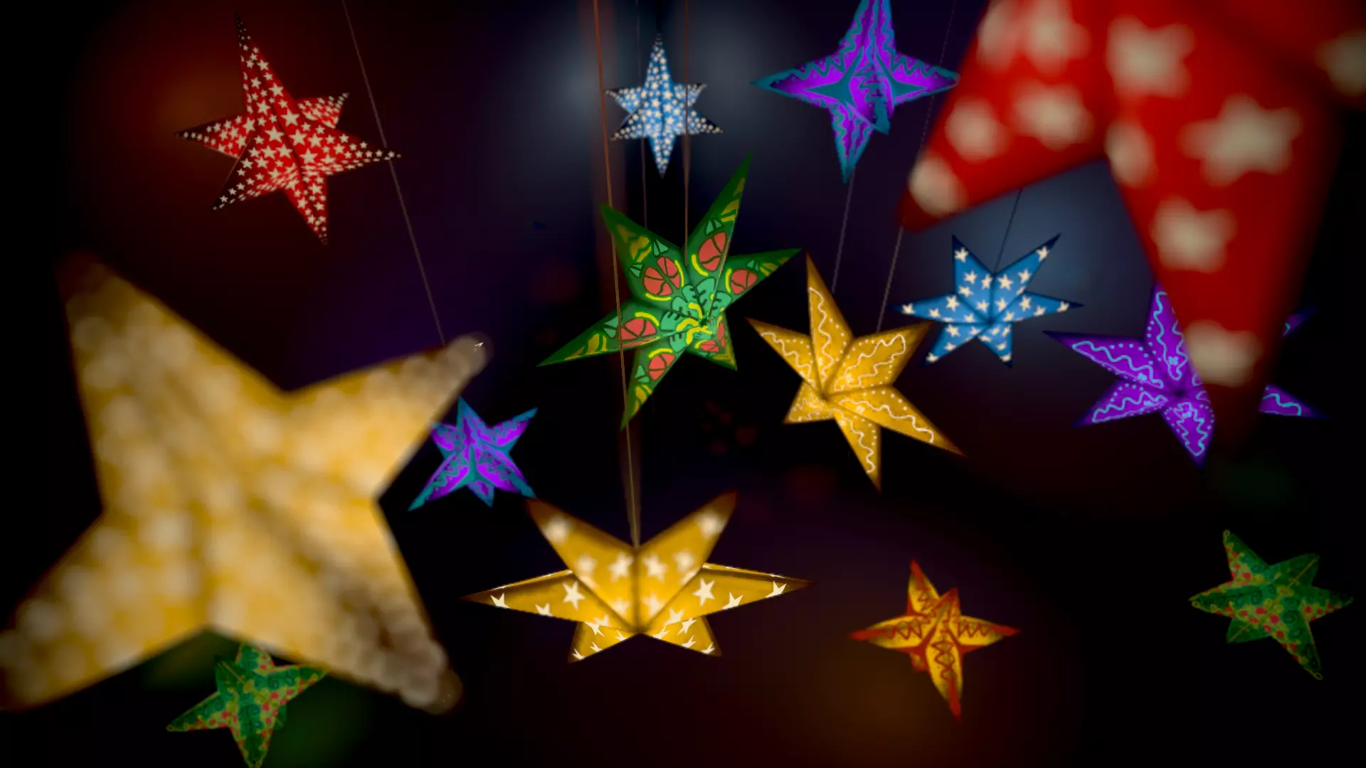 Paper Star Lanterns Low-poly 3D model_0
