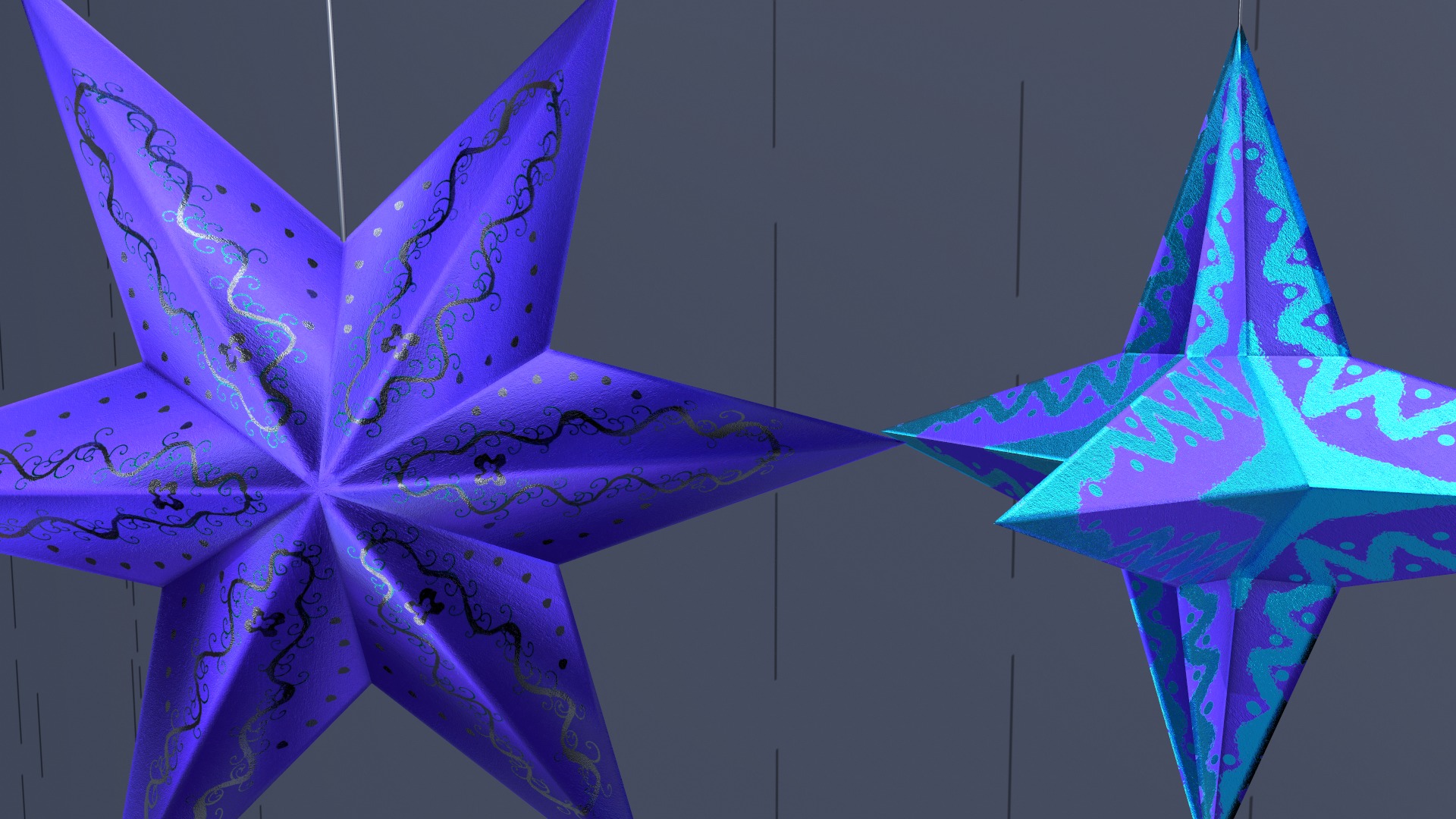 Paper Star Lanterns Low-poly 3D model_5