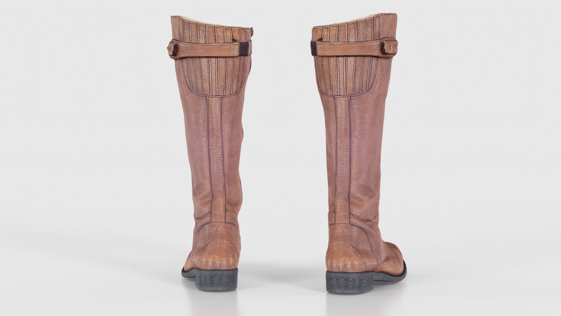Brown Laced Buckle Boots Low-poly 3D model_22