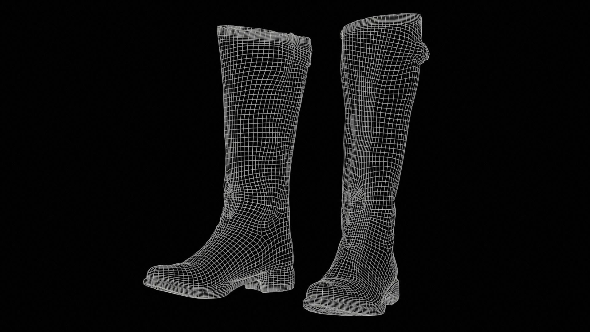 Brown Laced Buckle Boots Low-poly 3D model_11