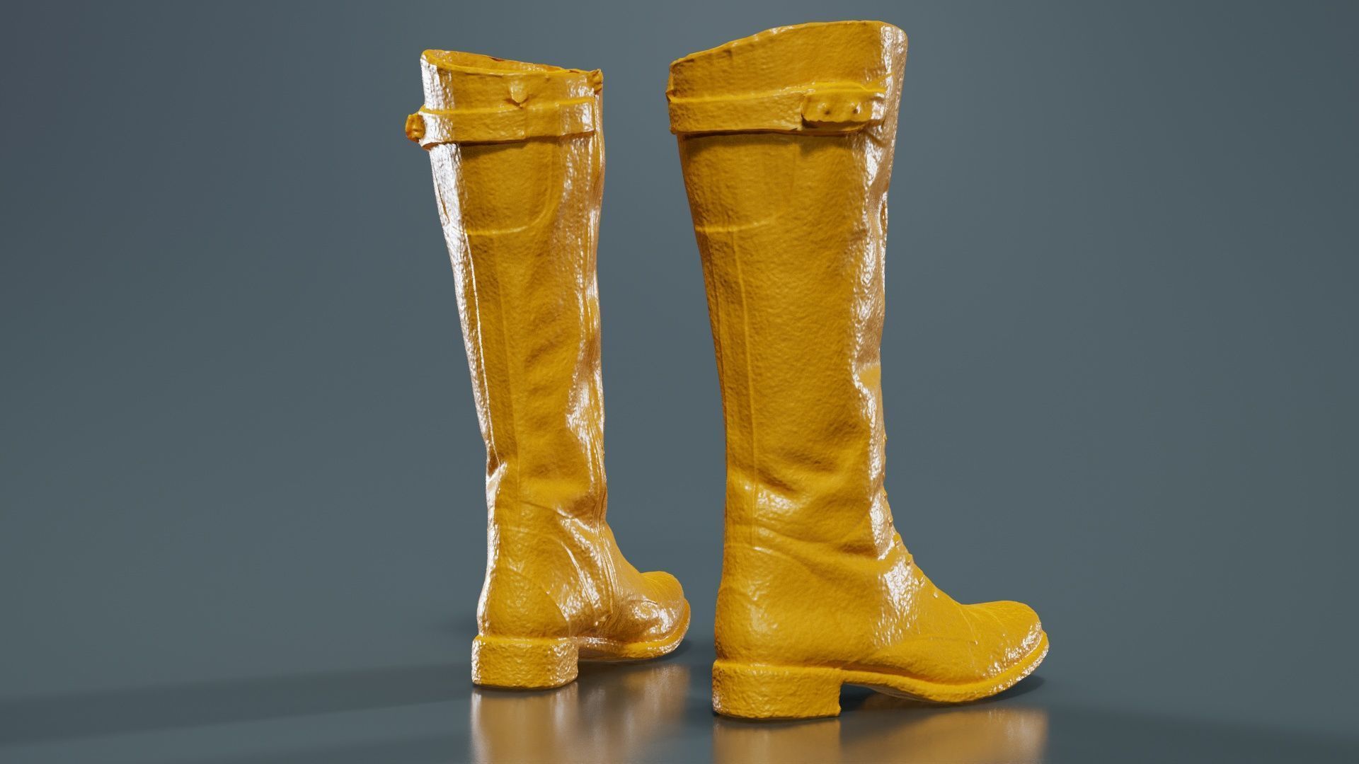 Brown Laced Buckle Boots Low-poly 3D model_13