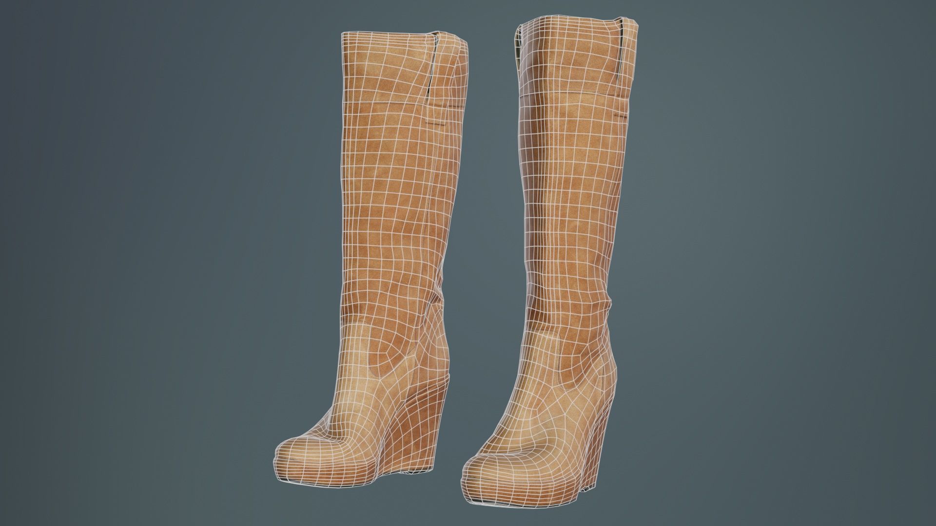 Brown Sleeve Boot Low-poly 3D model_9