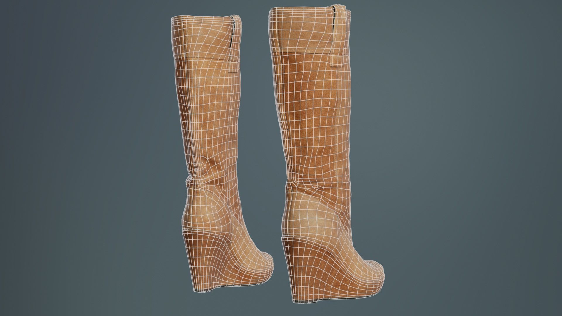 Brown Sleeve Boot Low-poly 3D model_10
