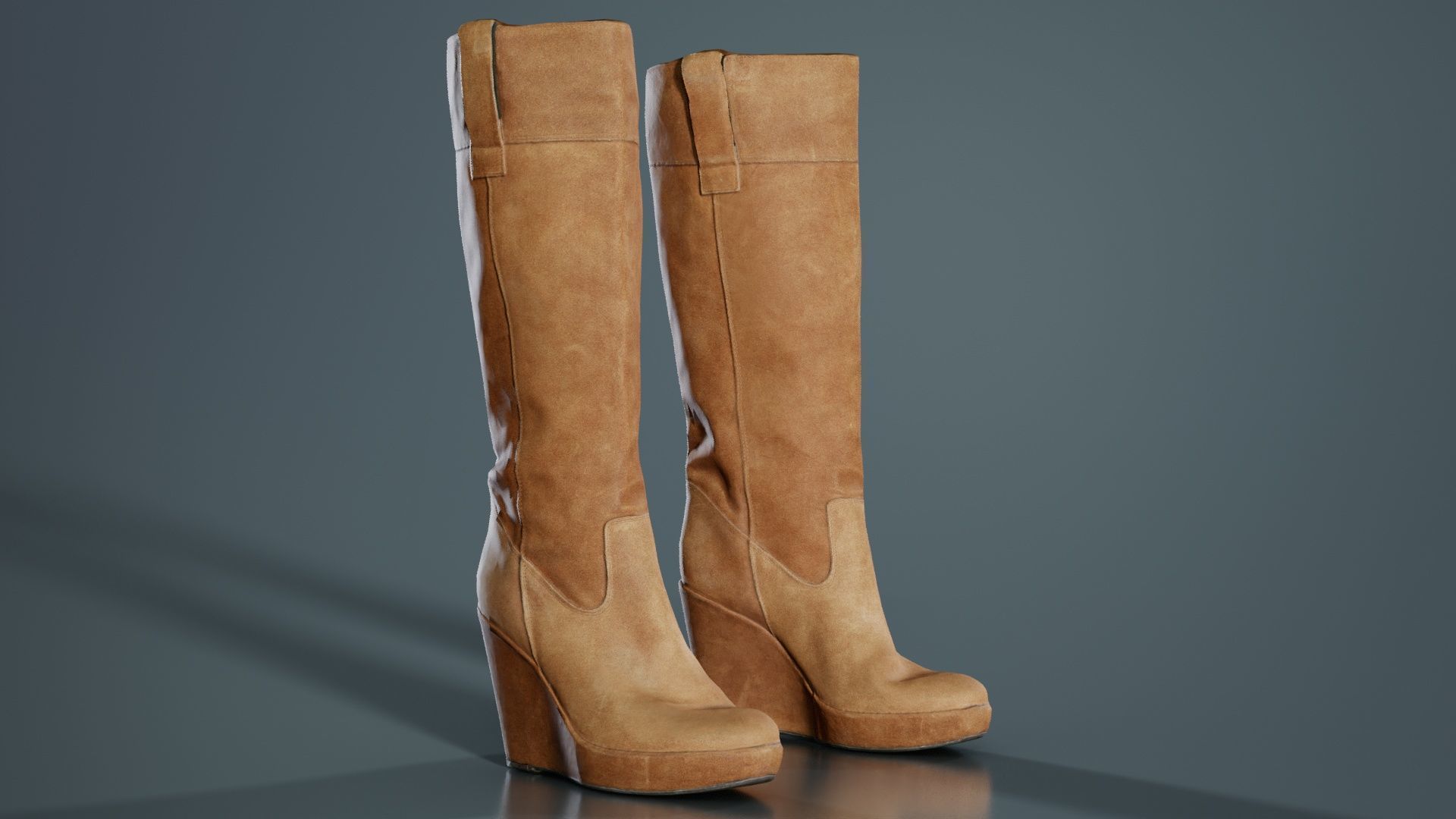 Brown Sleeve Boot Low-poly 3D model_7