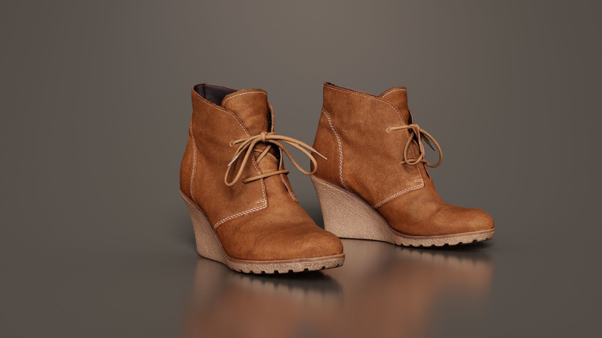 Brown Sleeve Boots Low-poly 3D model_2