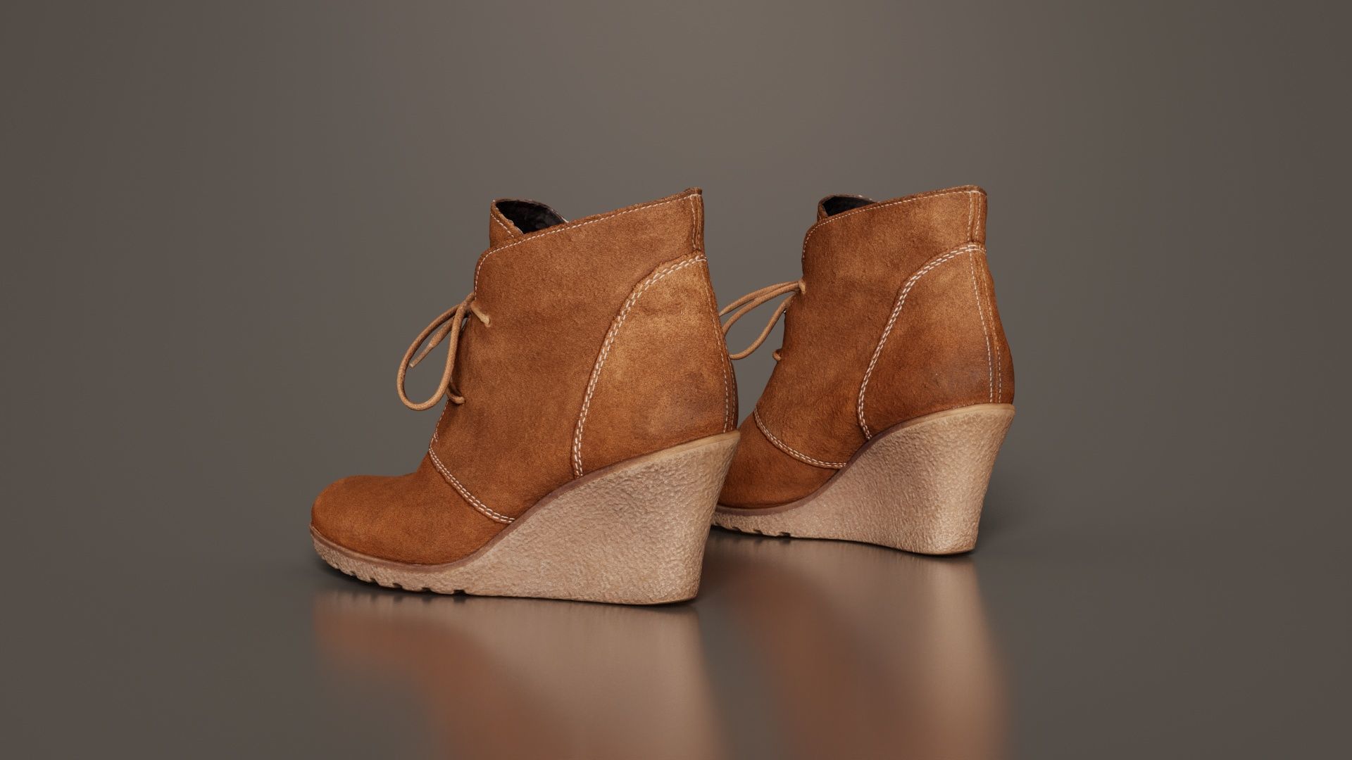 Brown Sleeve Boots Low-poly 3D model_3