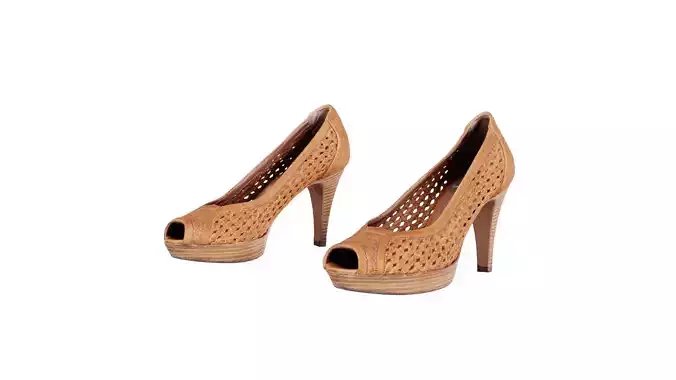Brown Weave Pumps Low-poly 3D model