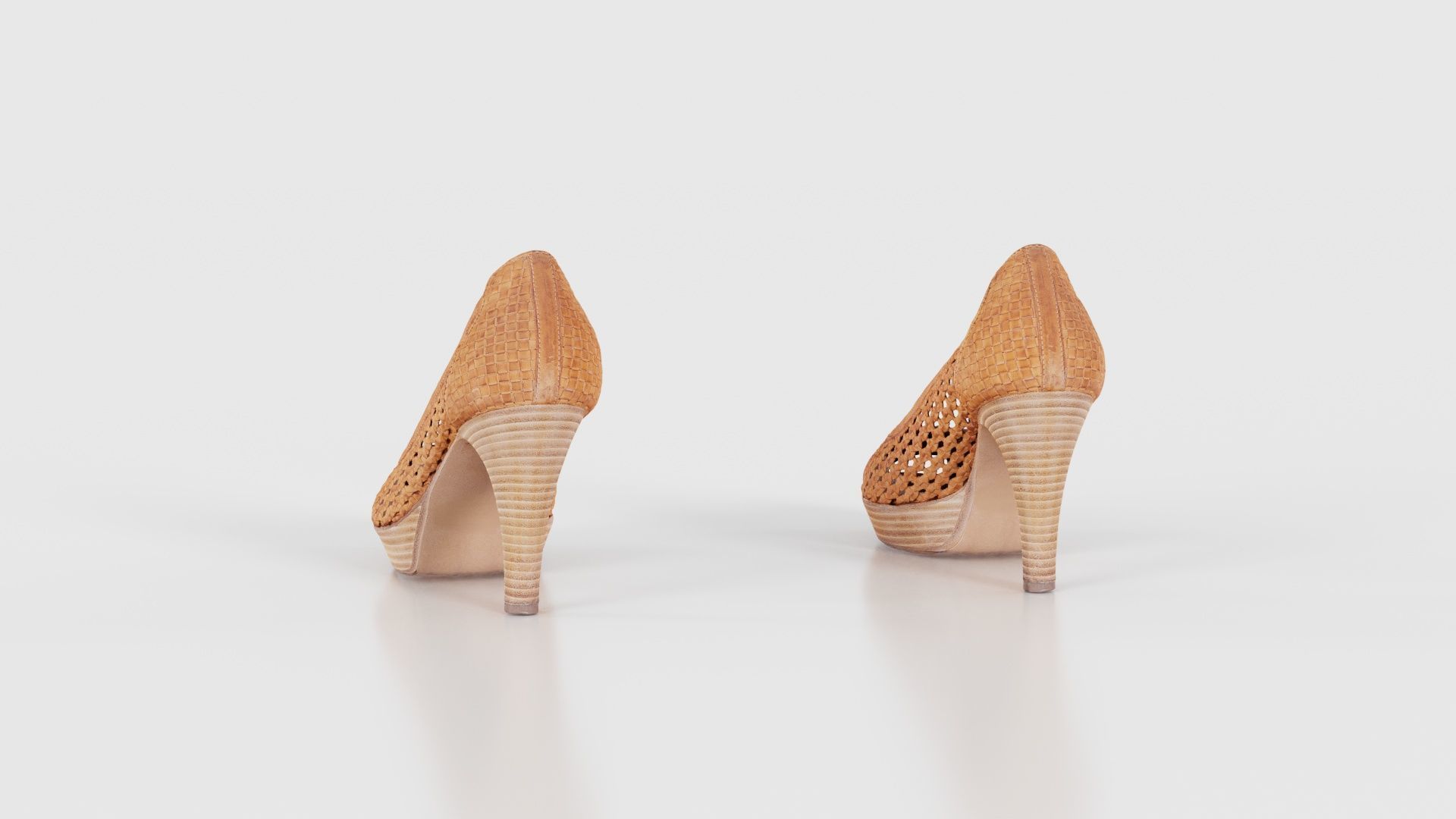 Brown Weave Pumps Low-poly 3D model_23