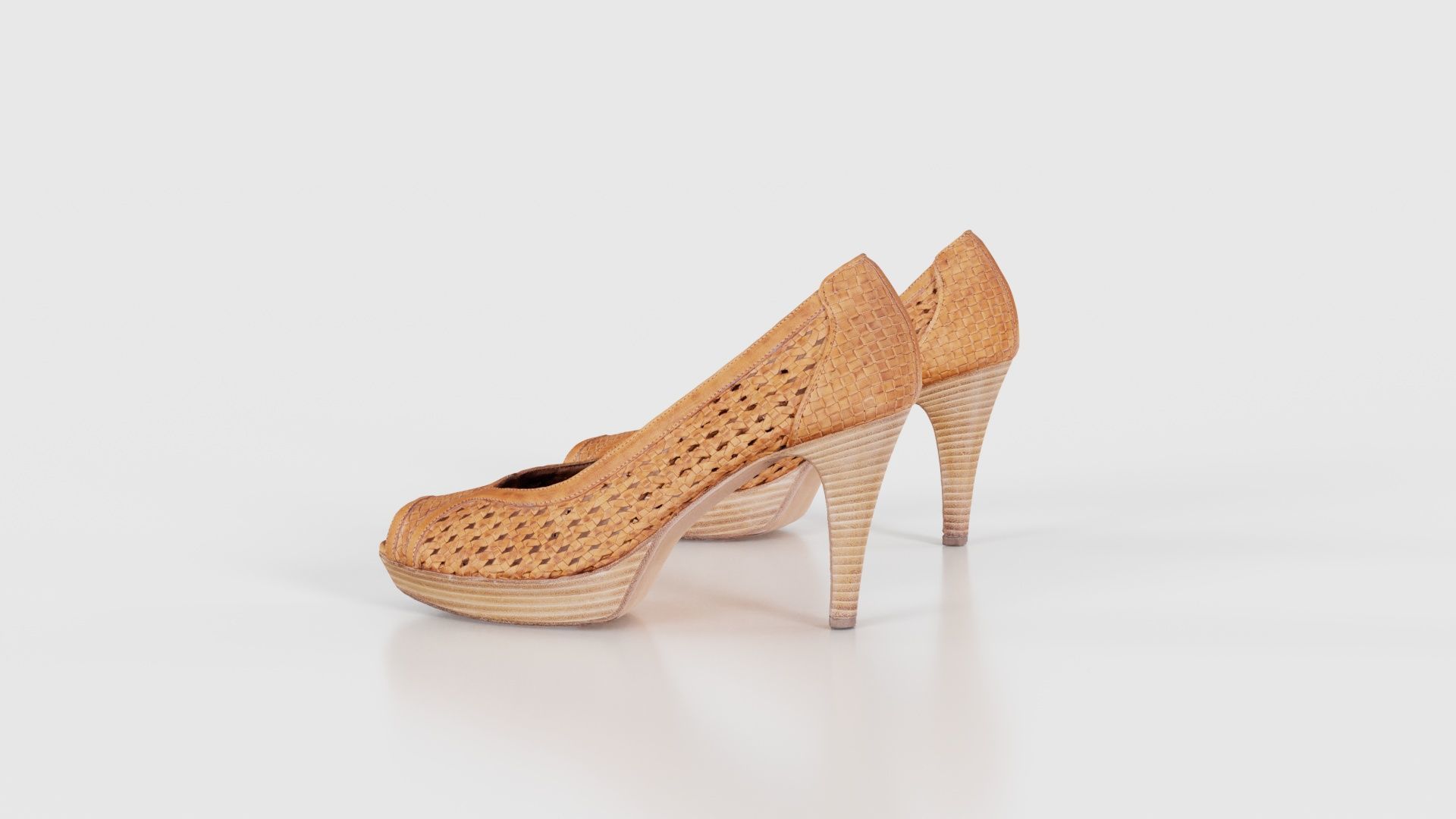 Brown Weave Pumps Low-poly 3D model_25