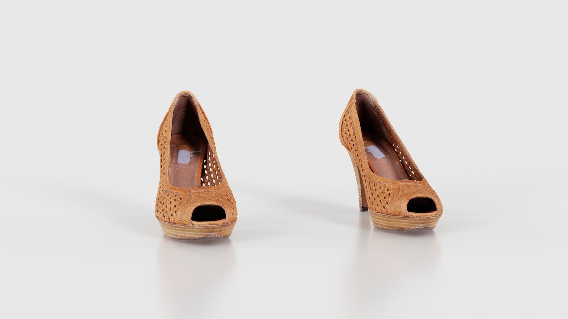 Brown Weave Pumps Low-poly 3D model_17