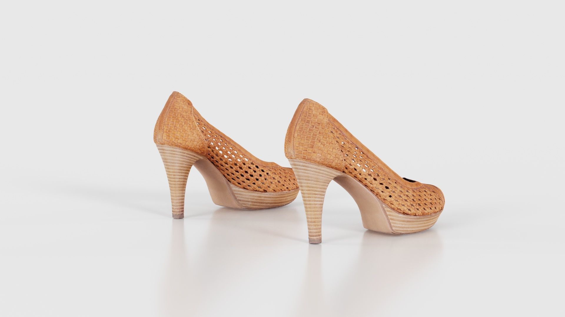 Brown Weave Pumps Low-poly 3D model_21