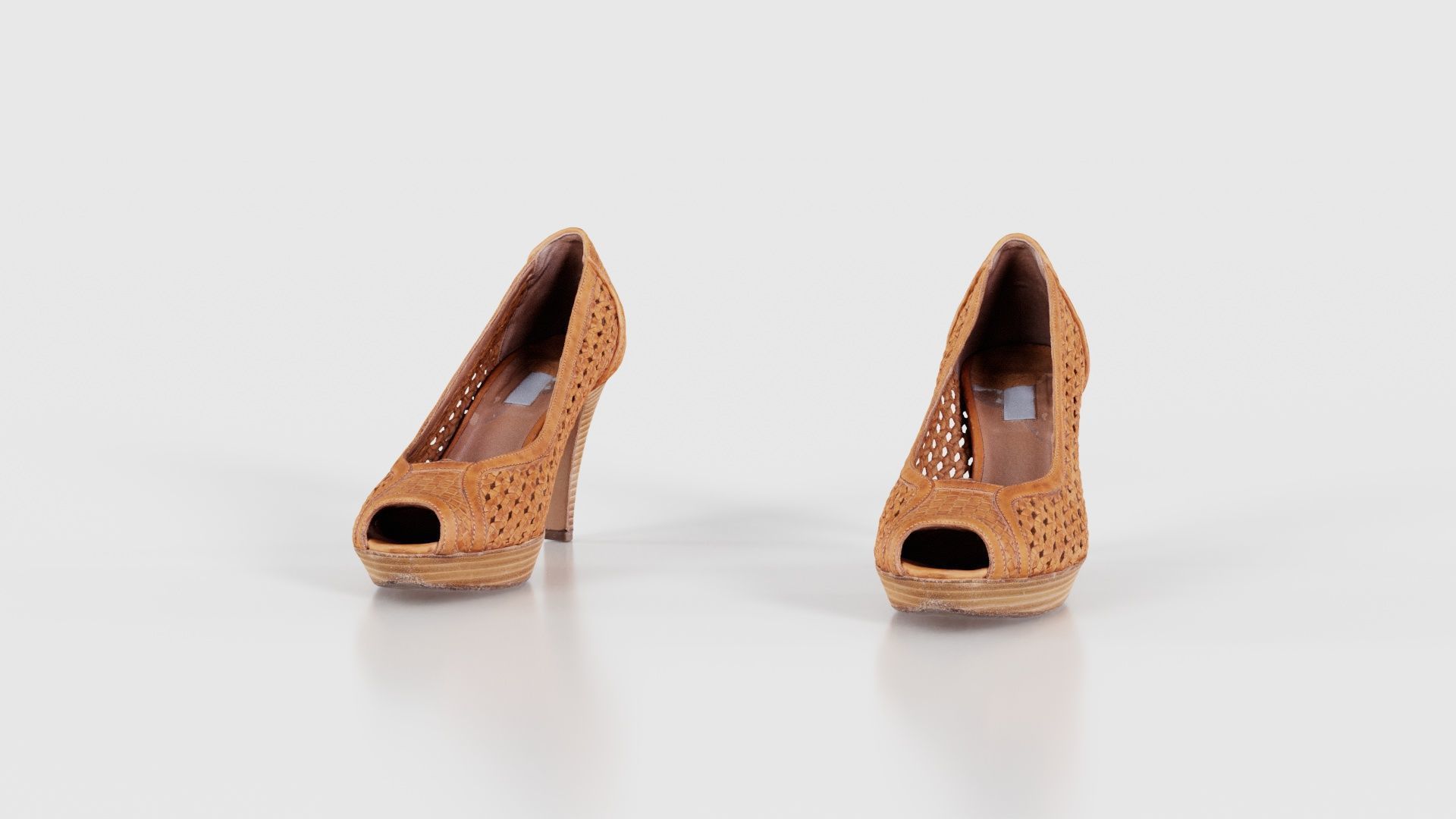 Brown Weave Pumps Low-poly 3D model_16