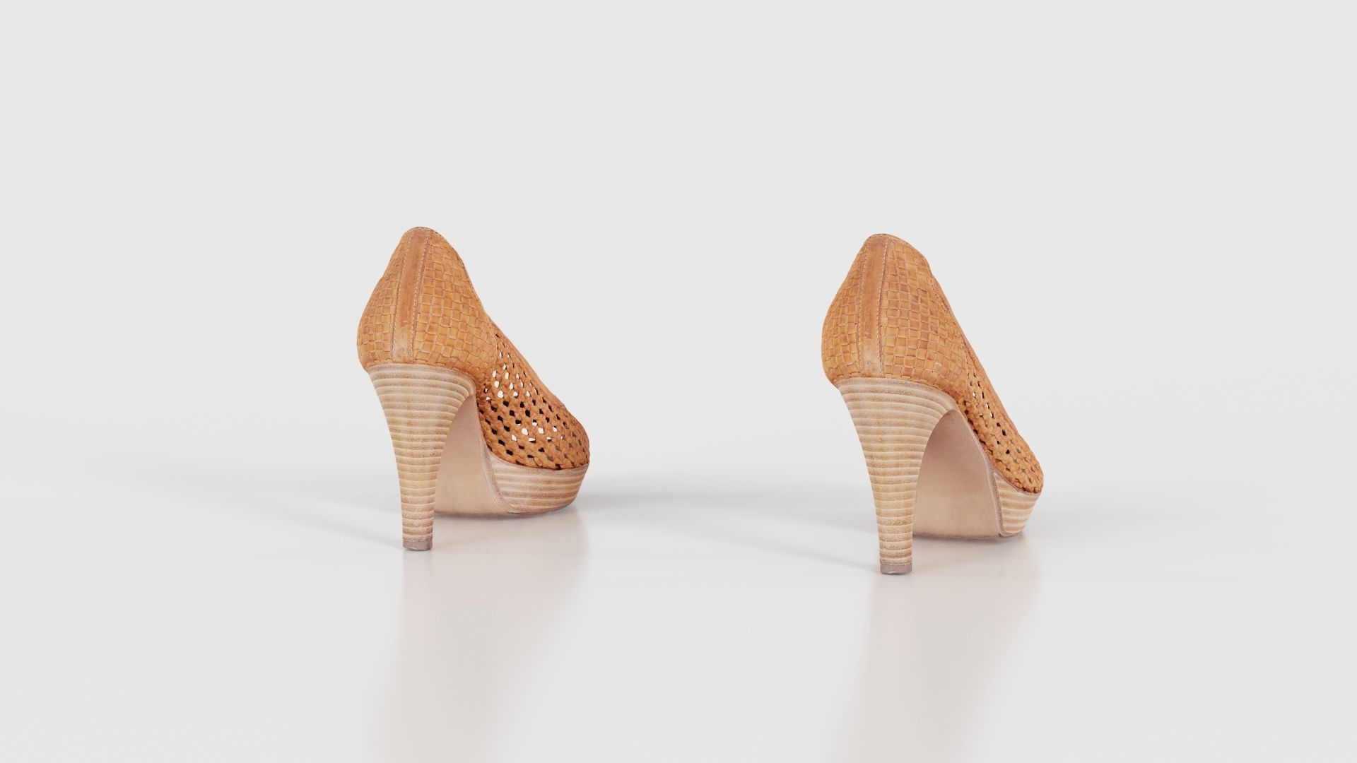 Brown Weave Pumps Low-poly 3D model_22