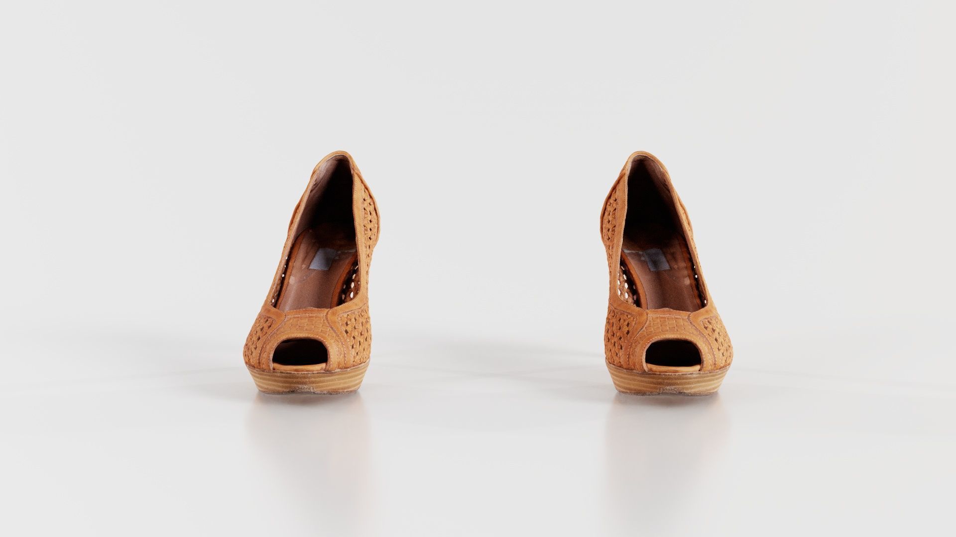 Brown Weave Pumps Low-poly 3D model_6