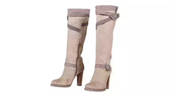 Brown Zipper Wood Boots