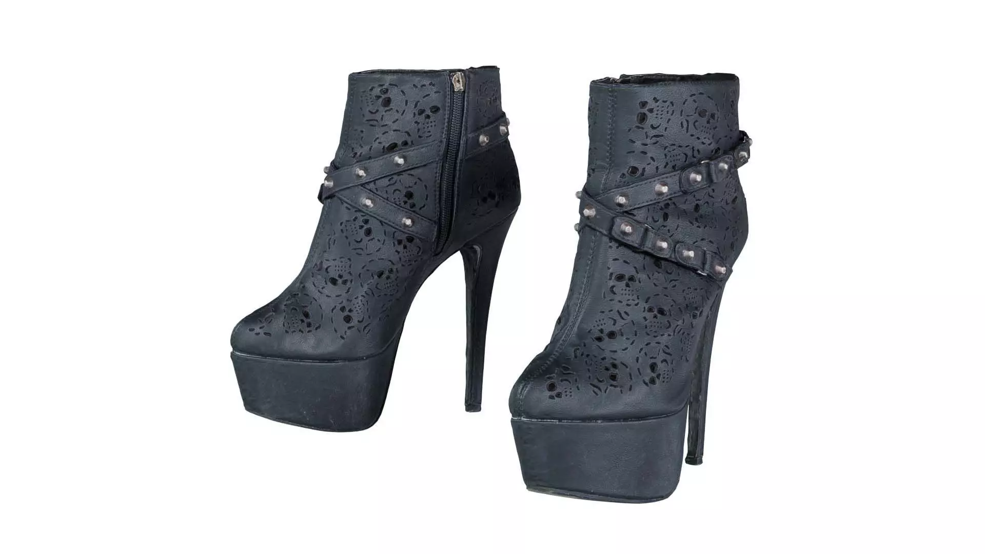 Buckle Perforated Leather Heels Low-poly 3D model