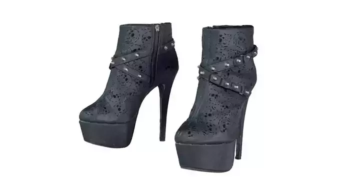 Buckle Perforated Leather Heels