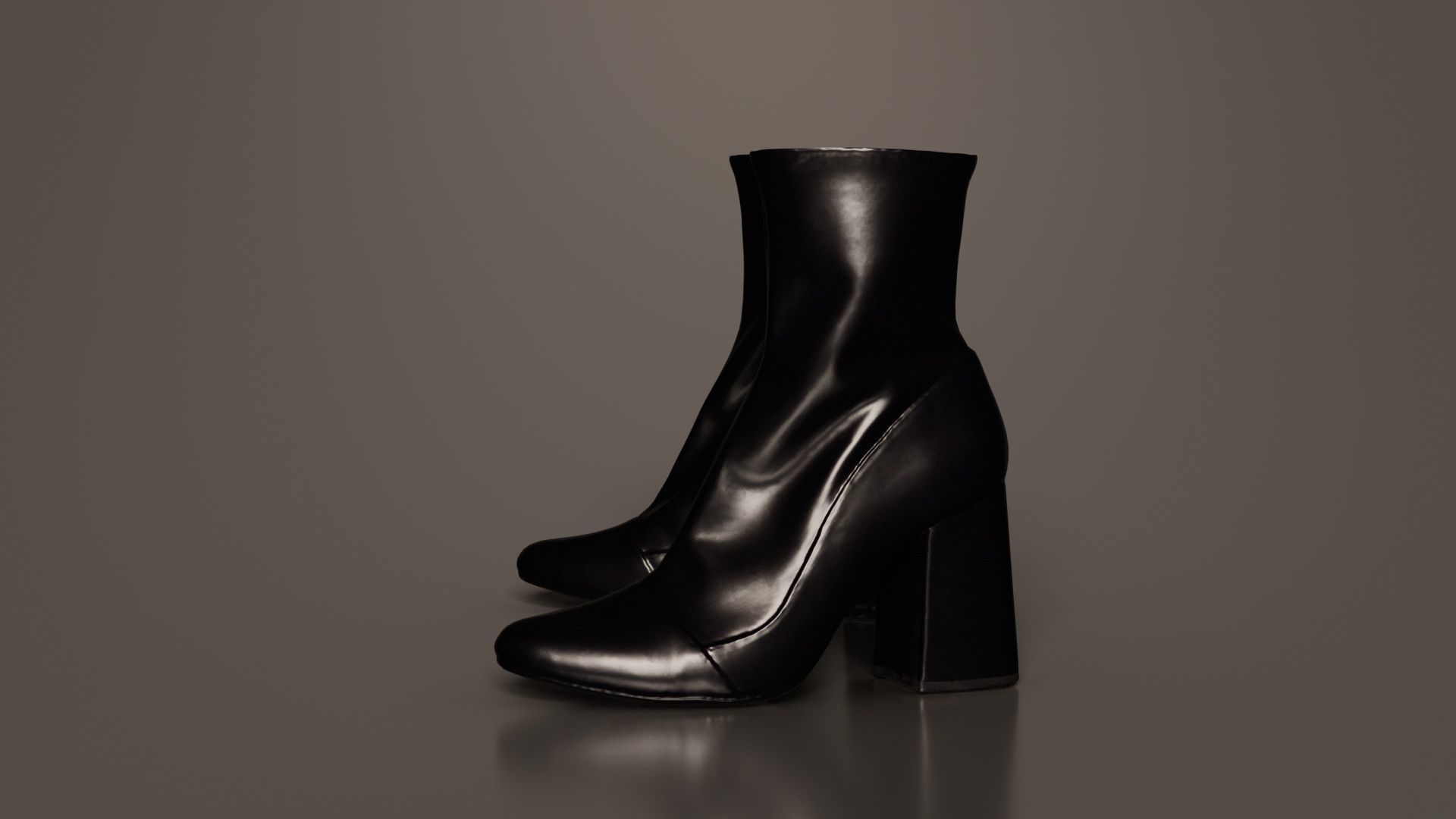 Elegant Fold Boots Low-poly 3D model_4