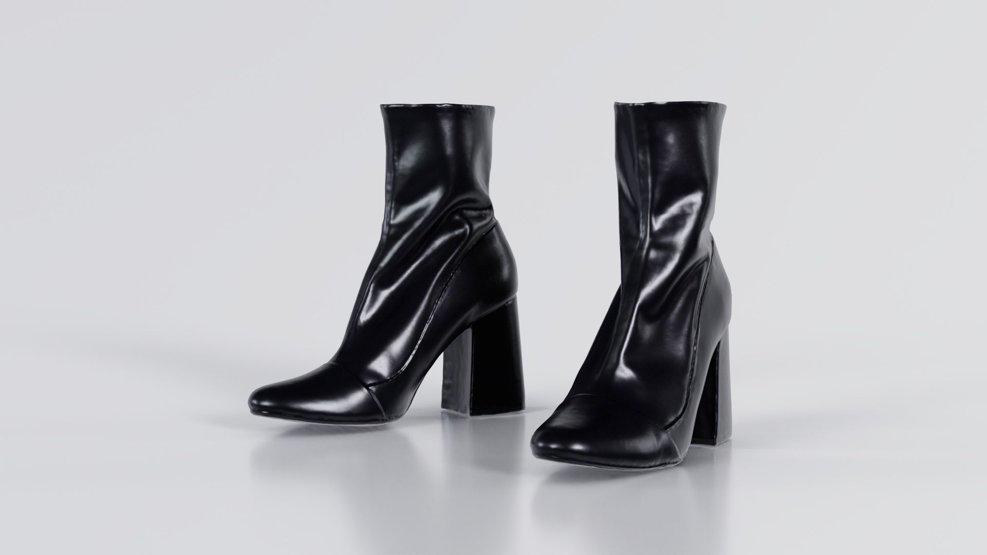 Elegant Fold Boots Low-poly 3D model_2