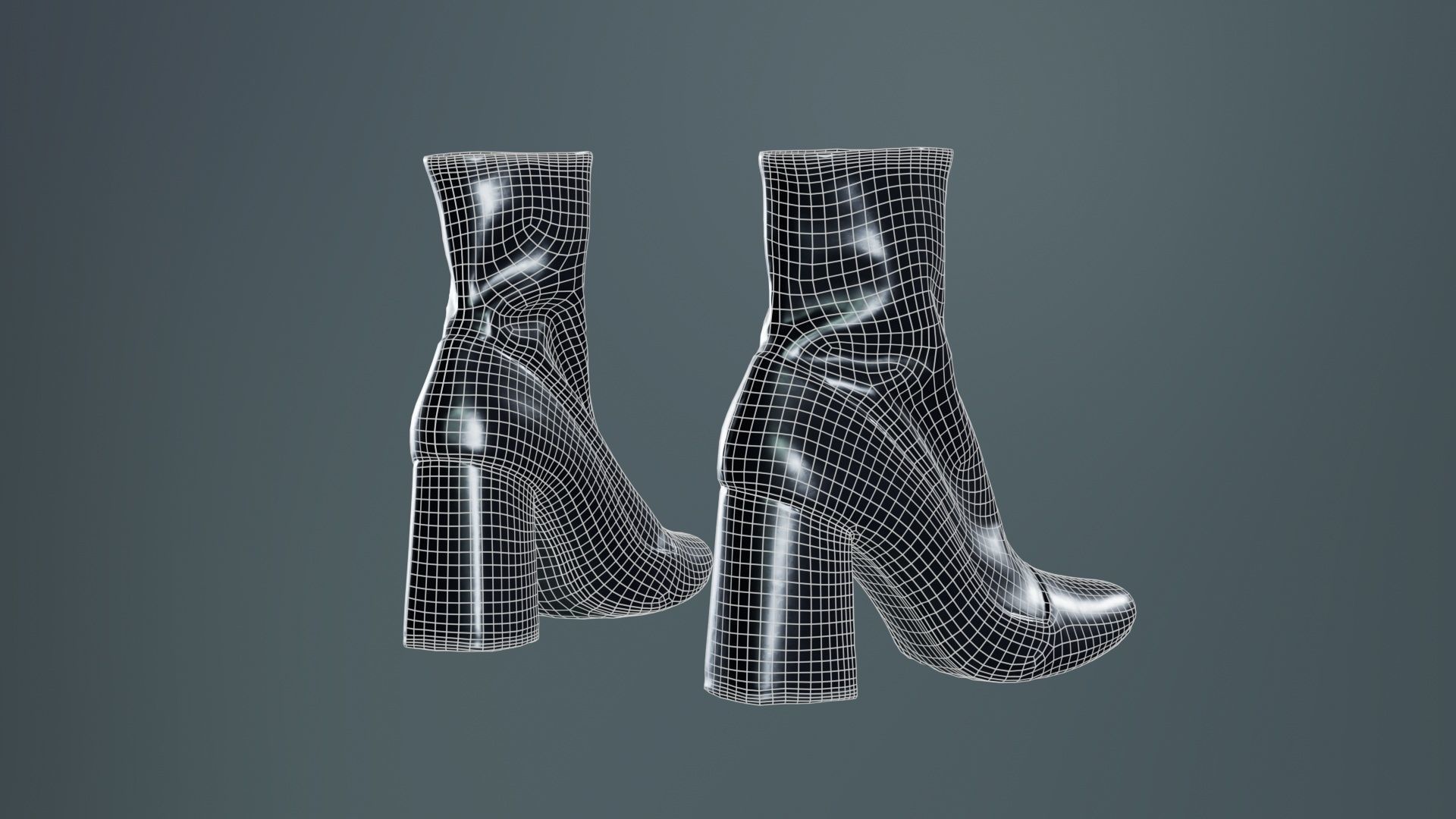 Elegant Fold Boots Low-poly 3D model_10