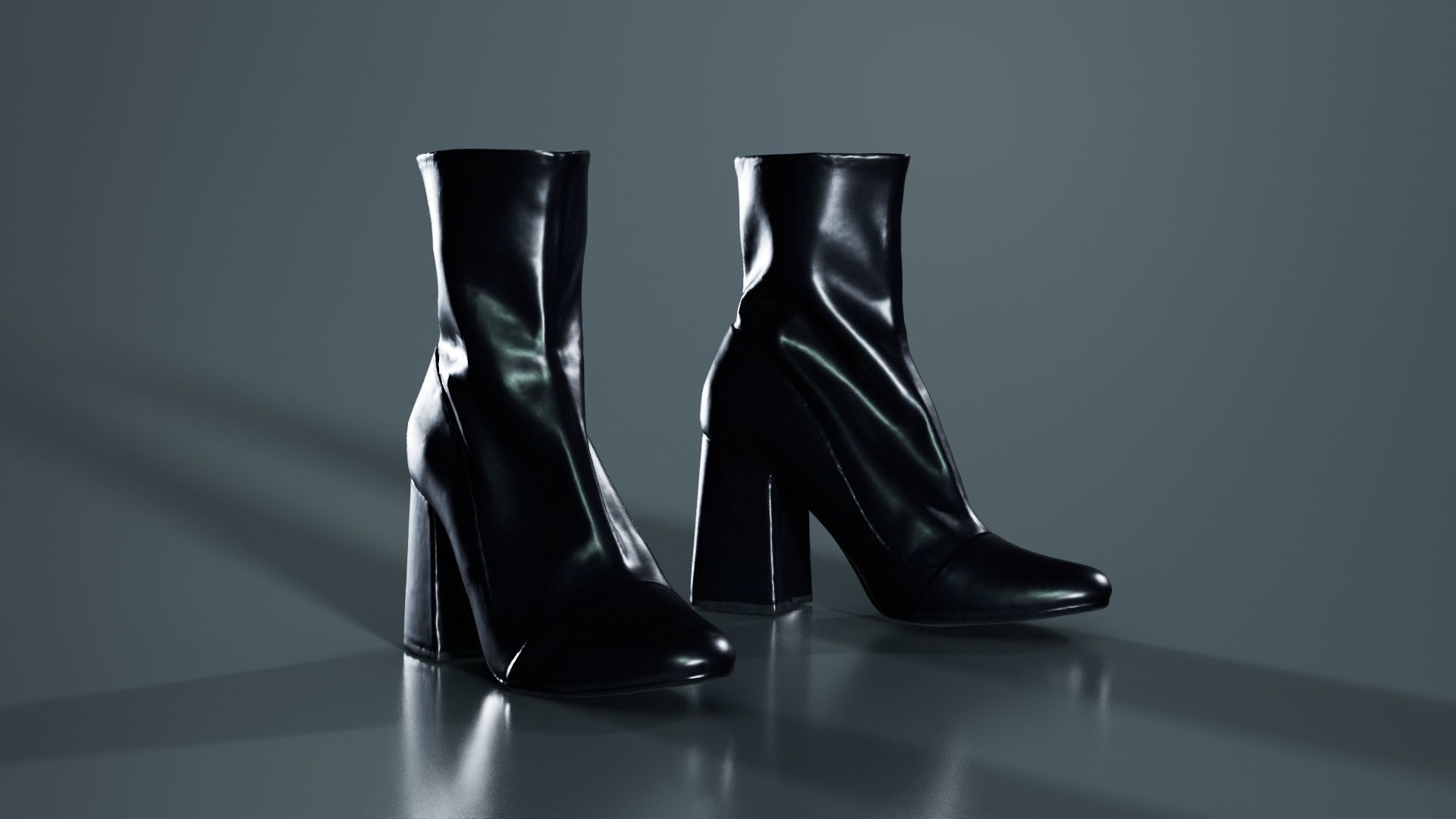 Elegant Fold Boots Low-poly 3D model_1
